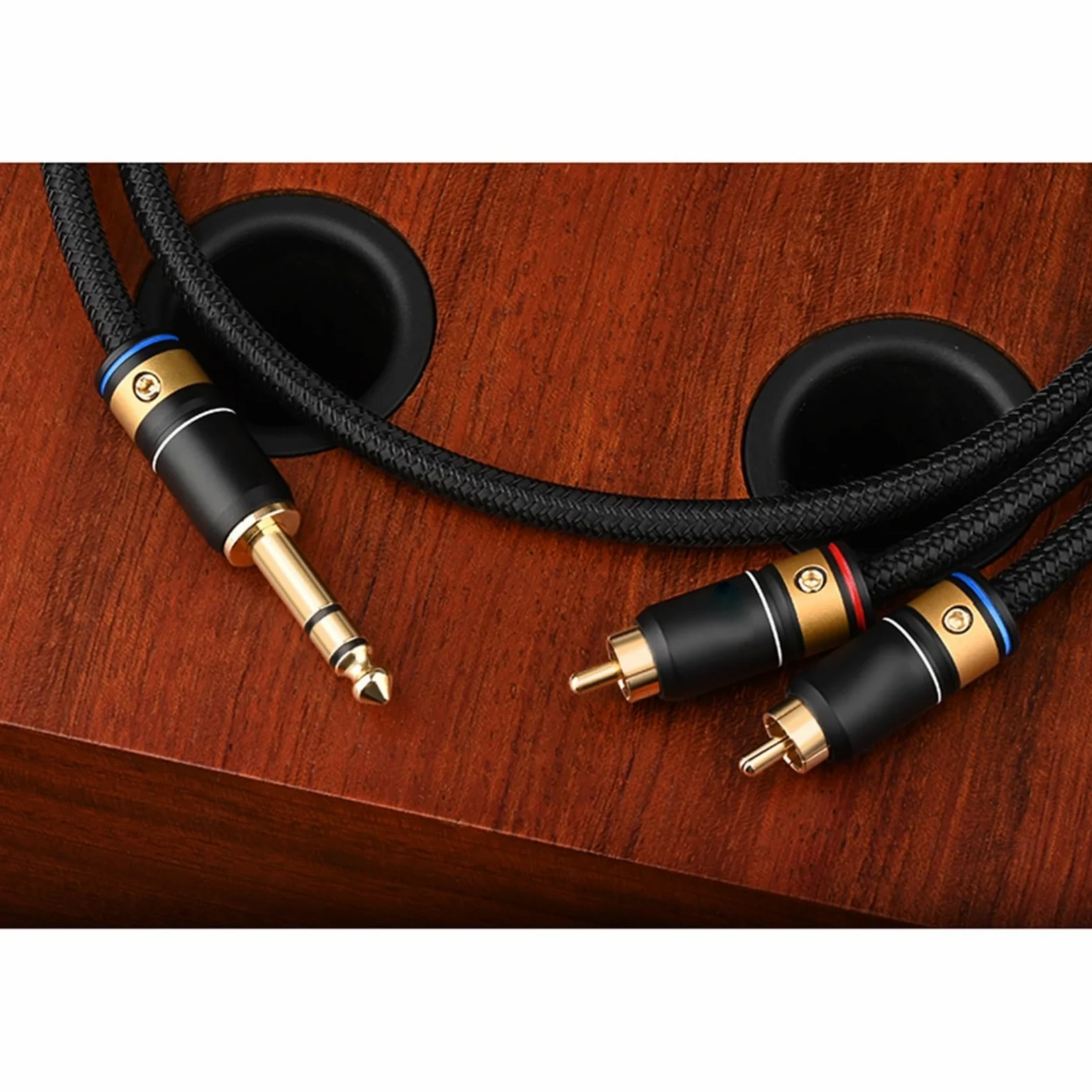 akcesoria do gitary HiFi 6.5mm Na Kabel Audio Miedź Mieszana Srebrna Stereo 6.5mm Jack Na Męski Na Wzmacniacz Głośnika Gitarowego (Color : 0.75m)