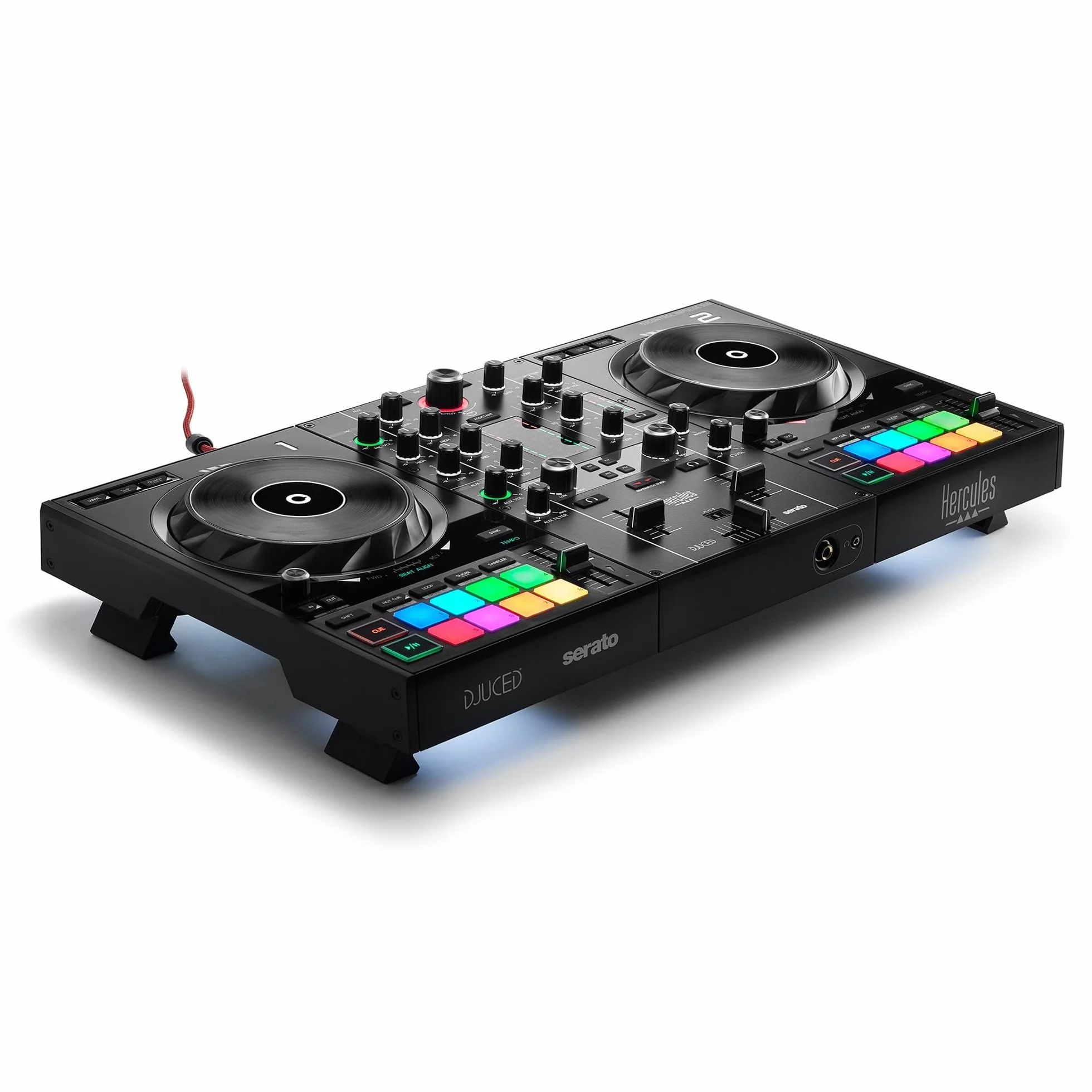 Hercules DJControl Inpulse 500 – 2-kanałowy kontroler DJ z interfejsem audio, efektami świetlnymi, kompatybilny z Serato DJ Pro i DJUCED, dla początkujących i zaawansowanych DJ-ó