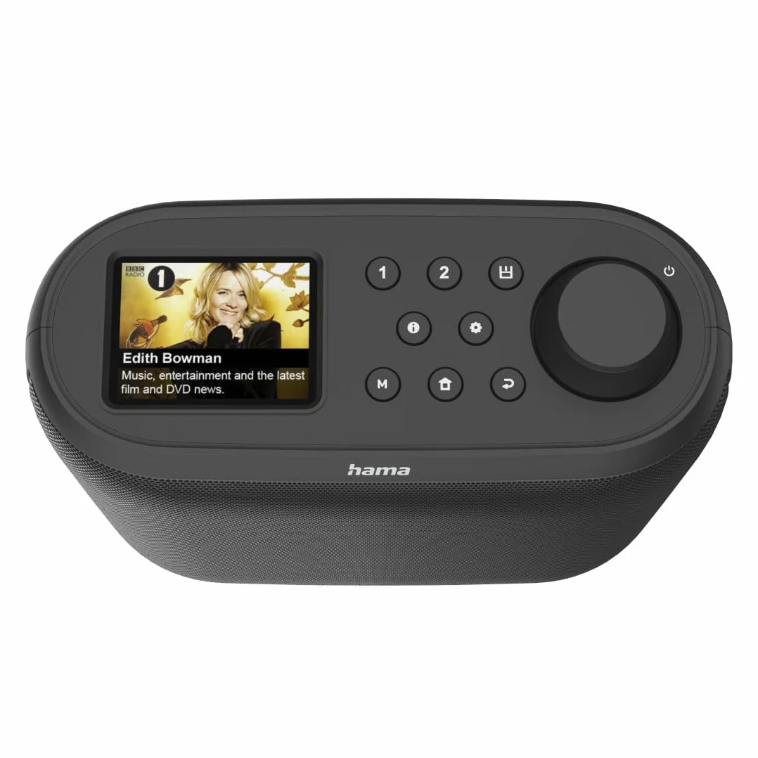 Hama DIR400 radio cyfrowe DAB+ (radio internetowe, Bluetooth RX, FM, montaż podszafkowy lub pionowy, 2,4” wyświetlacz TFT, Wi-Fi 2,4/5 GHz, dwa alarmy, czarne)