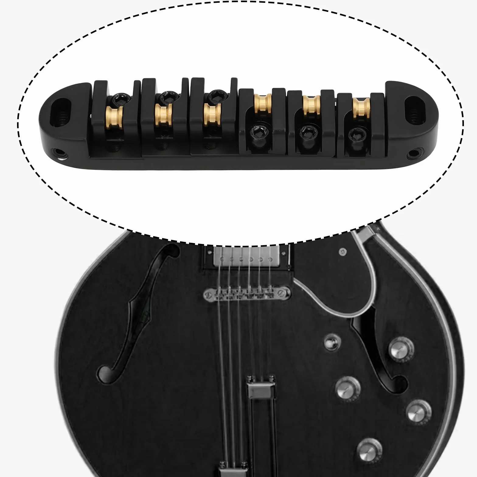 Most rolkowy z blokadą i pozycjonującymi słupkami kompatybilny z gitarą Epiphone Les Paul (czarny)