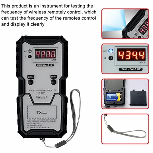 Tester Częstotliwości Klucza Zdalnego, Klucze Zdalne Tester Częstotliwości Podczerwieni 100M HZ do 1G HZ Cyfrowy Wyświetlacz o Wysokiej Dokładności Tester Częstotliwości Pilota