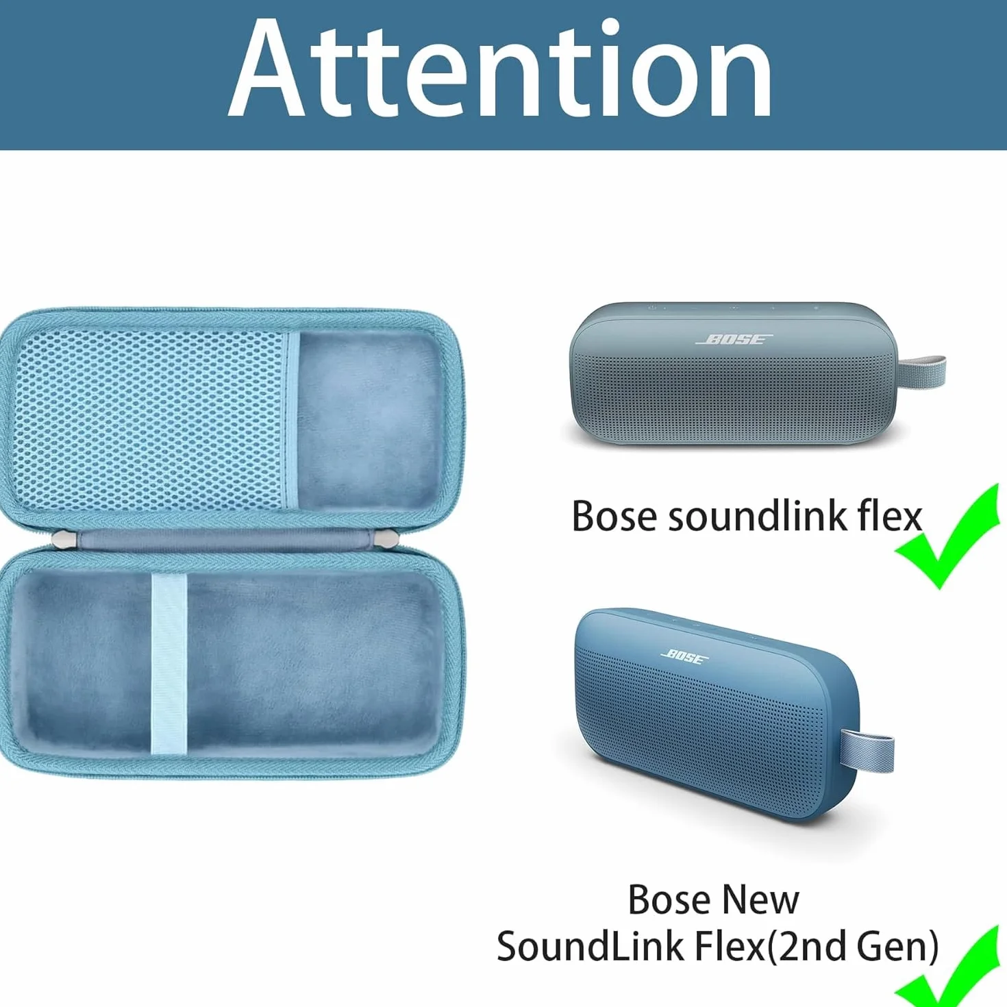 Khanka Twardy futerał kompatybilny z przenośnym głośnikiem Bluetooth Bose SoundLink Flex 2. generacji/Bose SoundLink Flex, kamienny niebieski, tylko etui