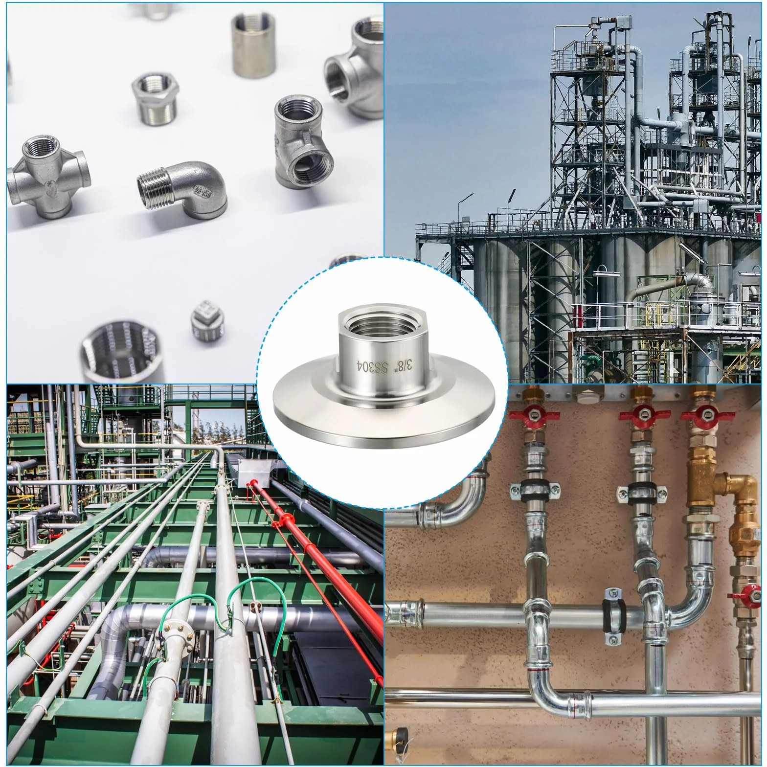 PATIKIL Adapter 1,5 cala TC Tri Clamp, złączki Tri-Clover do NPT 3/8" adapter z gwintem żeńskim 304 stal nierdzewna 304 do zastosowań mlecznych