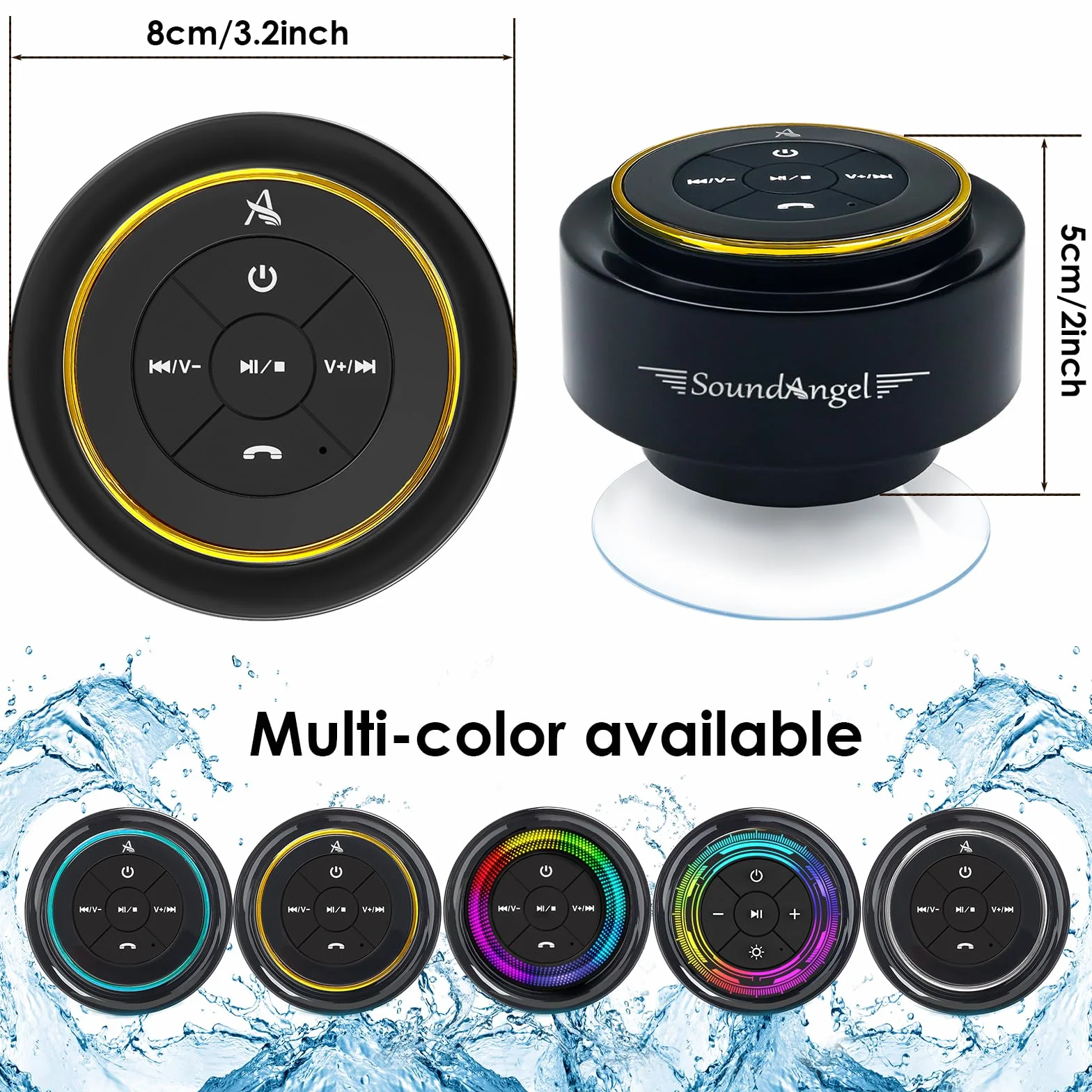 XLEADER Ulepszony głośnik prysznicowy, certyfikowany wodoodporny głośnik Bluetooth IPX7 z przyssawką i klipsem haczykowym, wbudowany mikrofon, kryształowy dźwięk i bogaty bas, czas odtwarzania do 12