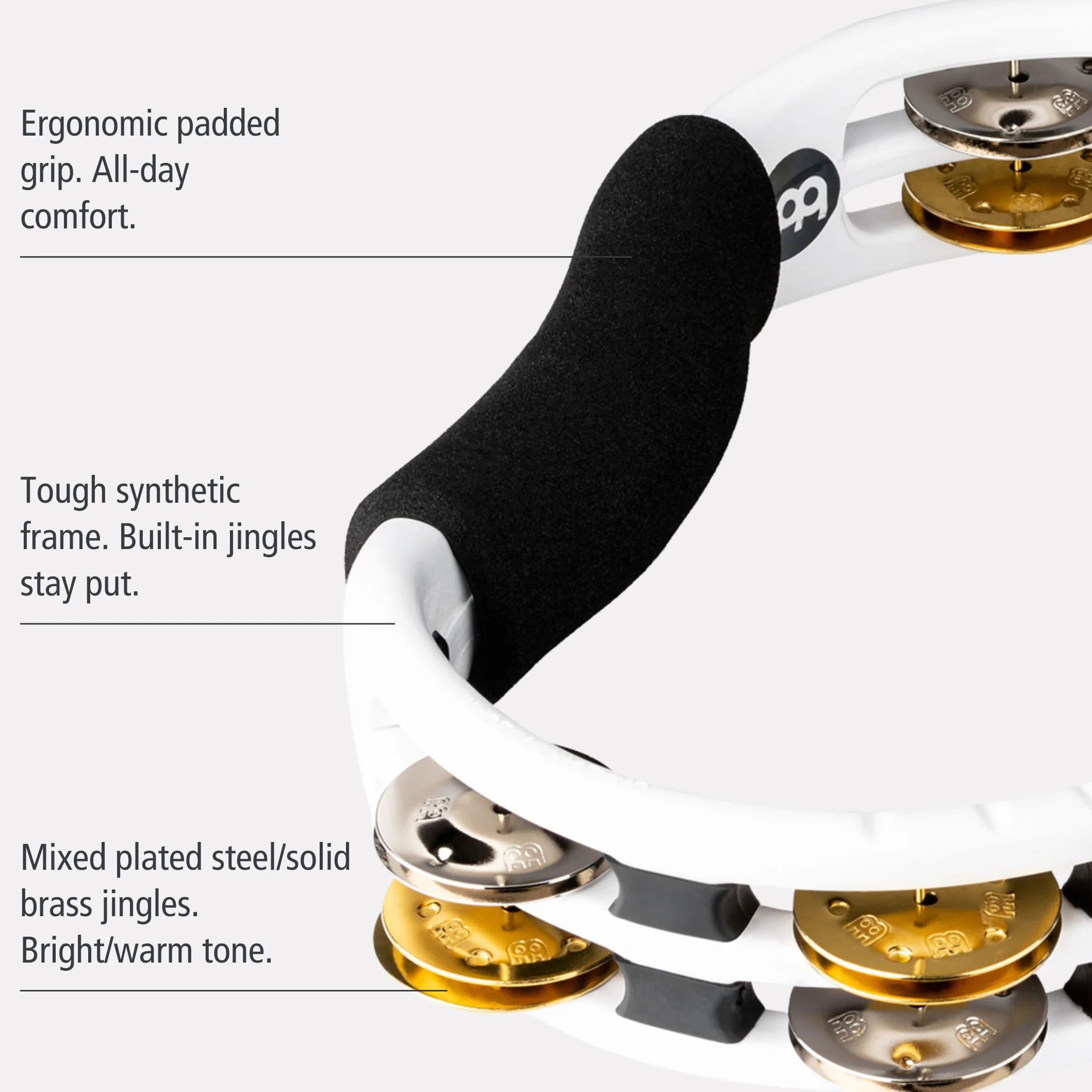 Meinl Hand Tambourine TMT1M-WH, White - Tamburyn