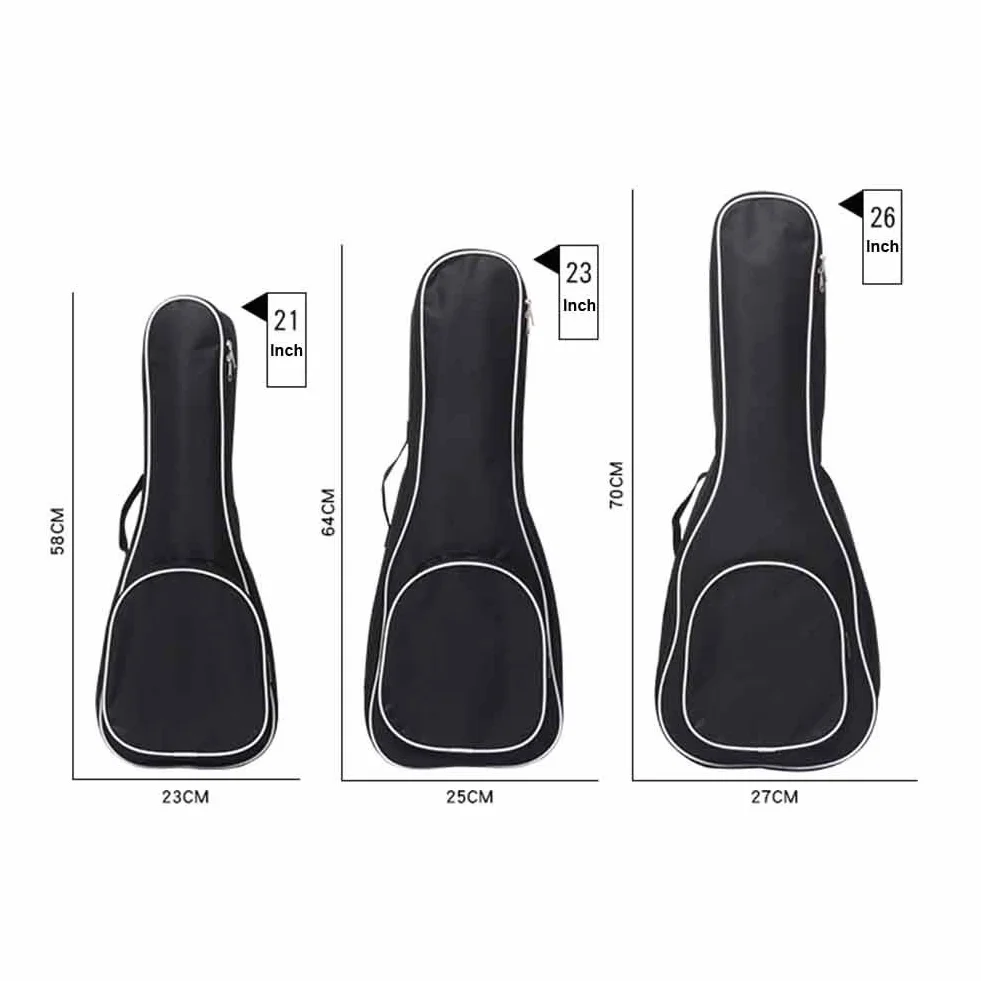 Kisbeibi Plecak Etui Czarna Tkanina Oxford Przechowywanie Odporna Na Wstrząsy Torba Ukulele, Czarny, 21 inch