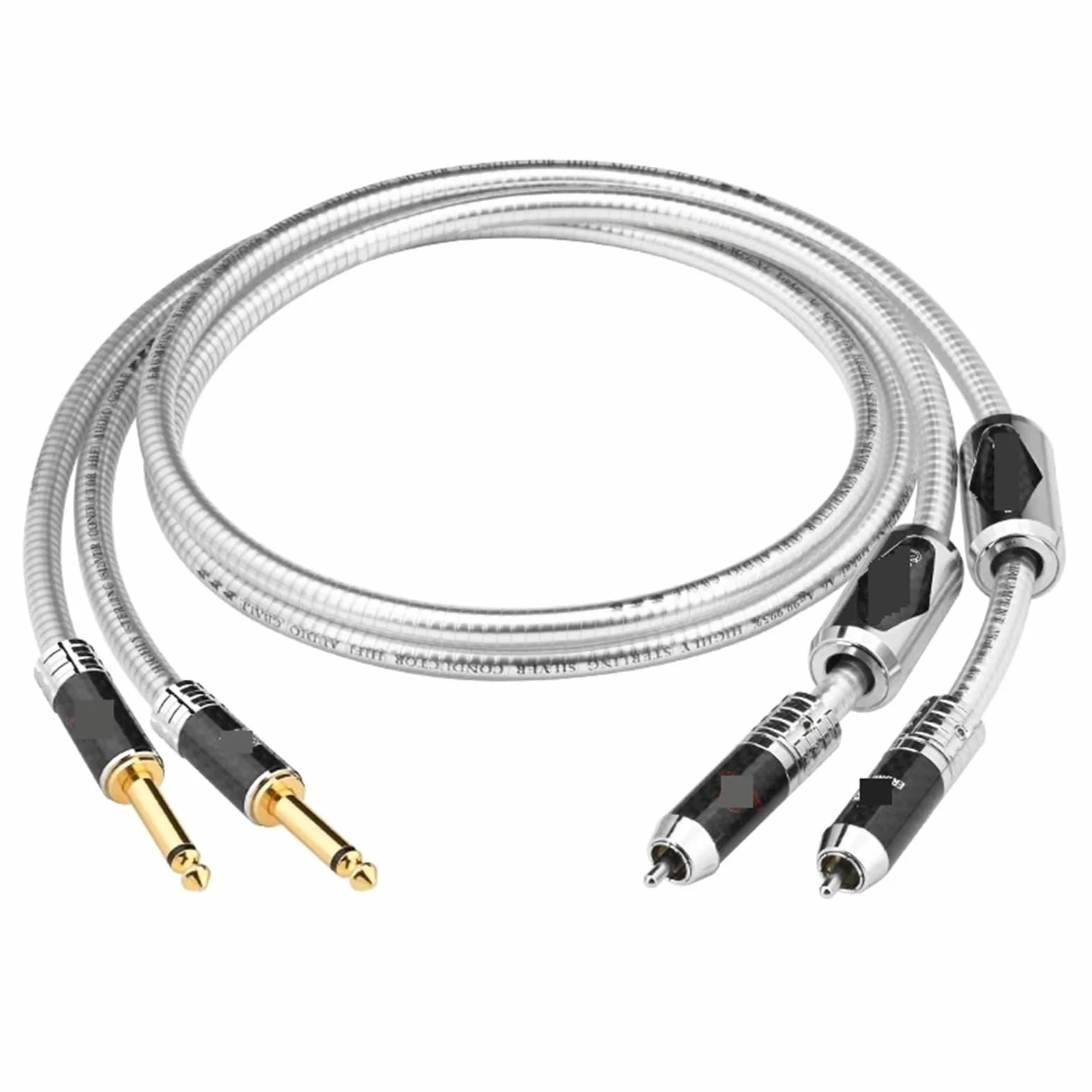 Podwójny kabel audio Hi-end ze srebra wysokiej próby 6,35 mm do podwójnego RCA 1/4" TS Mono Jack Adapter do wzmacniacza gitarowego z głośnikiem (5)
