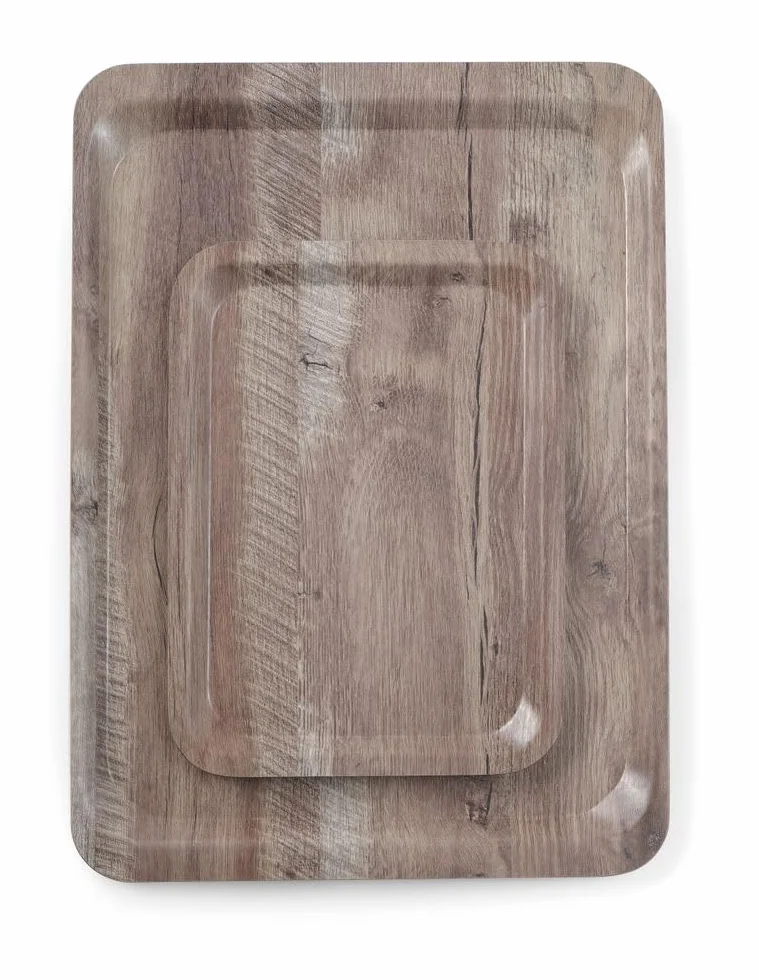 HENDI Taca z melaminy laminowana wzorem drewna - Ciemny drewniany - 370x530mm