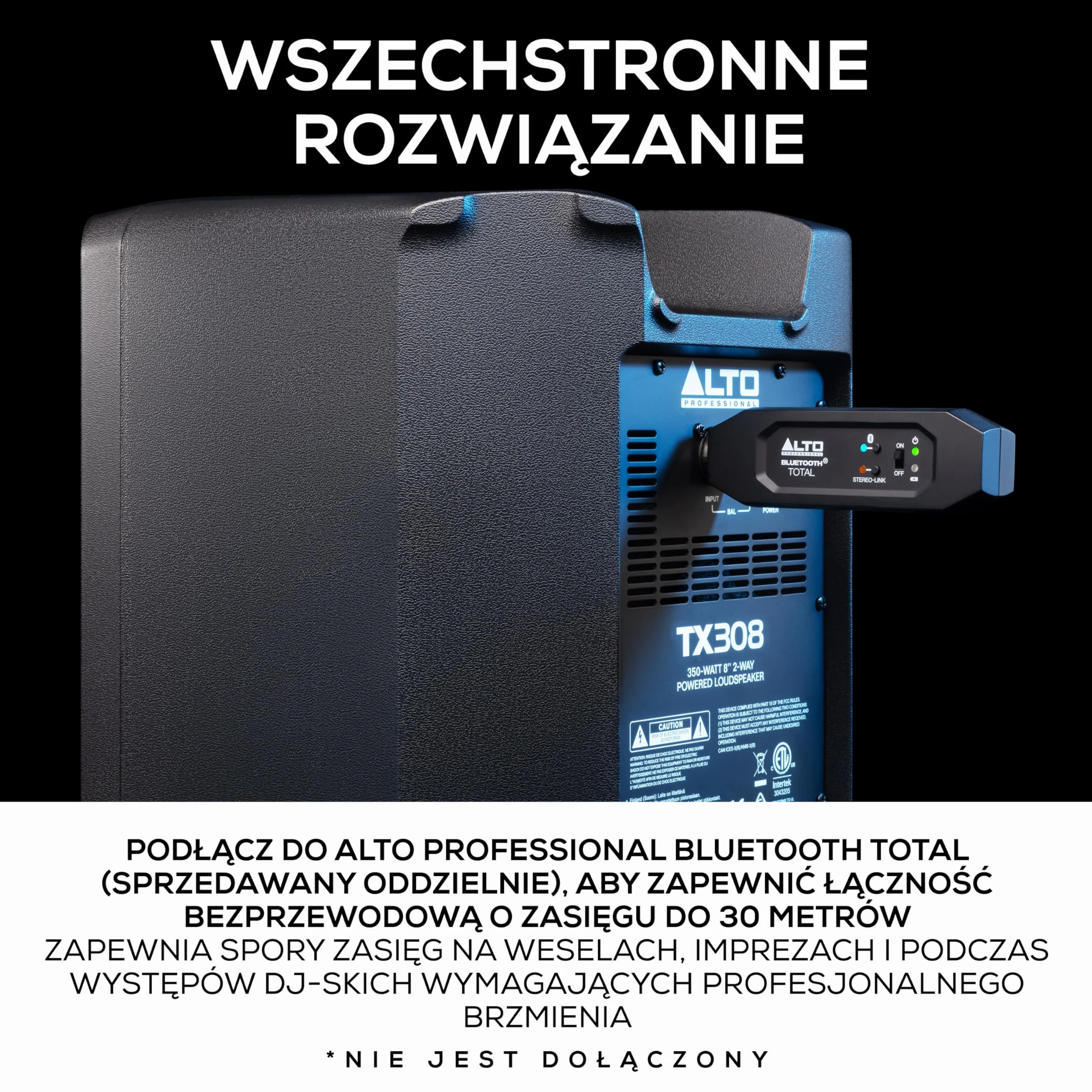 ALTO TX308 350W, 8" 2-Drożny Głośnik PA z Ogranicznikiem Sygnału i Wyłączanym Mikrofonowym Przedwzmacniaczem Liniowym i Wej/Wyj XLR