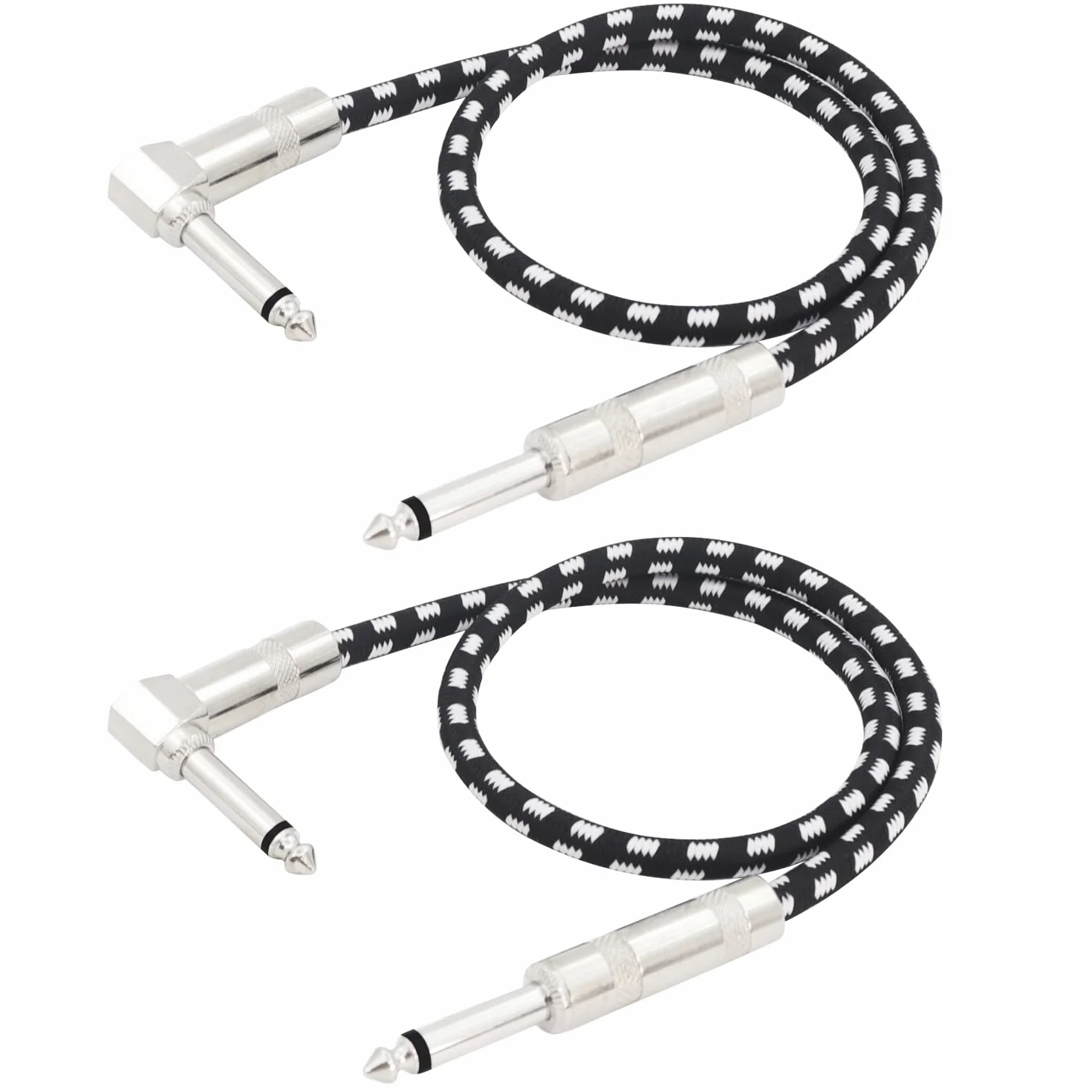 Prosty kąt prosty 1/4 cala krótki kabel instrumentu TS kabel do gitary elektrycznej Amp Cord 6,35 mm stereo kabel audio do klawiatury basowej i Pro Audio 2 opakowania (1,7 FT)