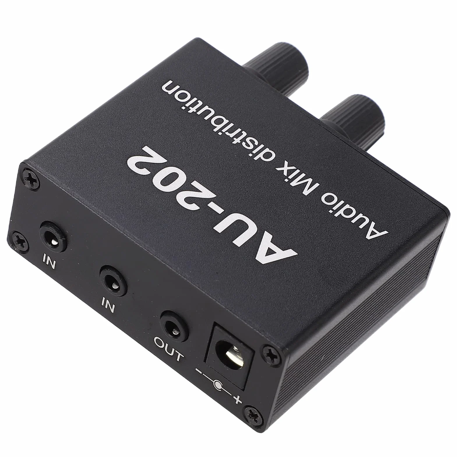 Mini Mikser do Dystrybucji Dźwięku z Zasilaczem, 100-240 V 2 Wejścia 2 Wyjścia Stereo Lupa Dystrybutor Akcesoria Audio