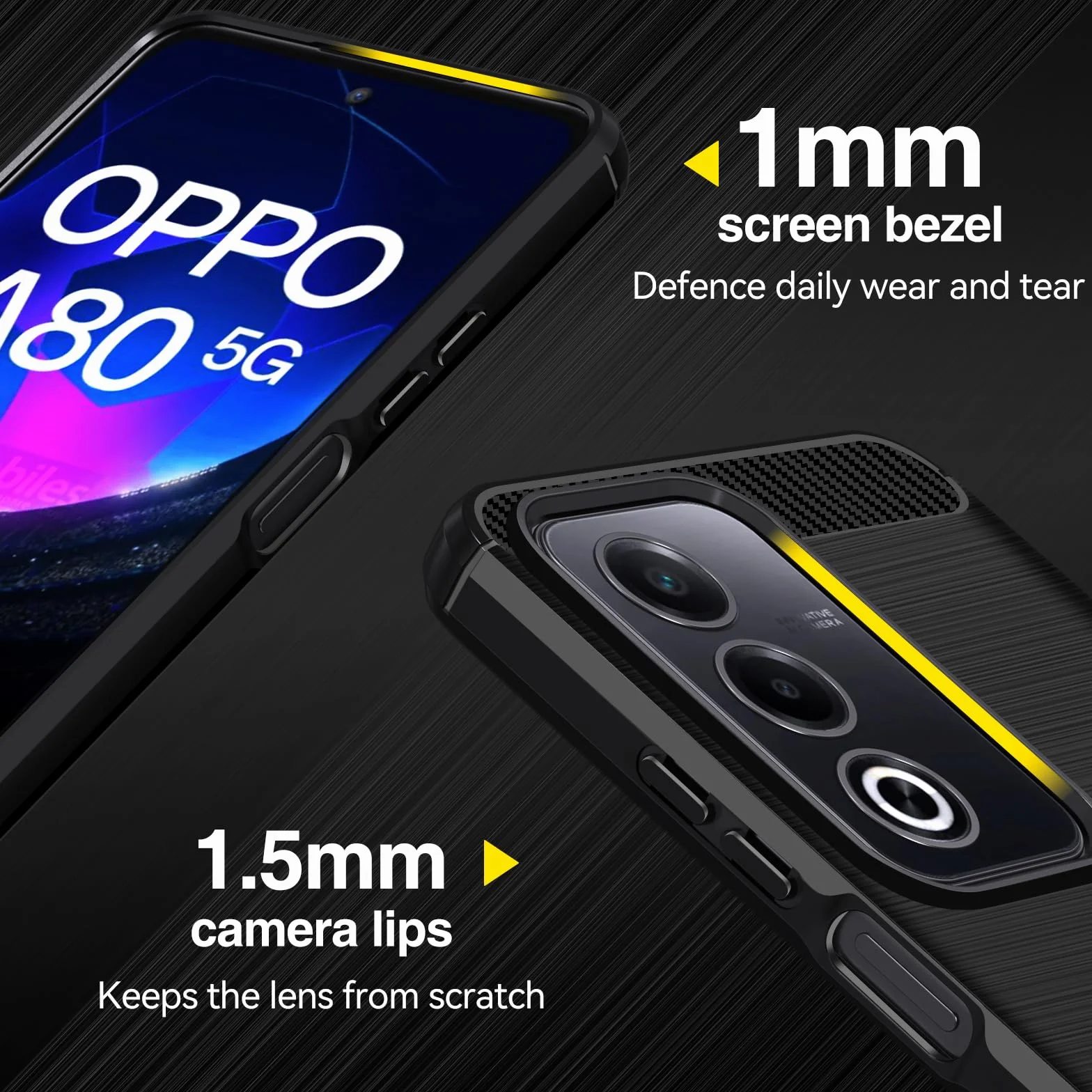 iVoler Etui do Oppo A80 5G z 2 szt. szkła hartowanego, [odporne na wstrząsy wojskowe] etui ochronne, smukłe miękkie silikonowe TPU odporne na odciski palców i zarysowania, czarne
