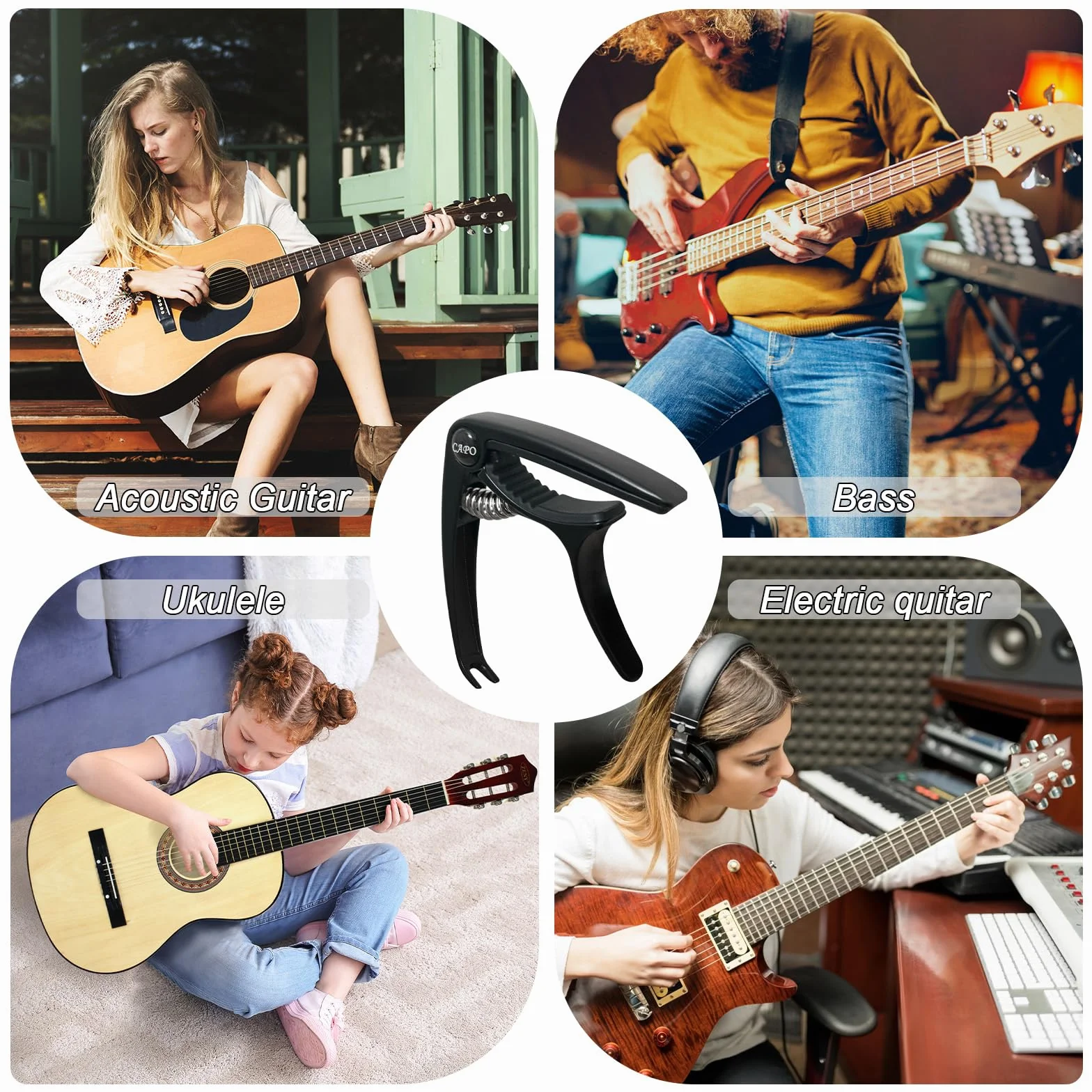Capotastos Do Akustycznych Gitar Elektrycznych i Ukulele - Trigger Capo
