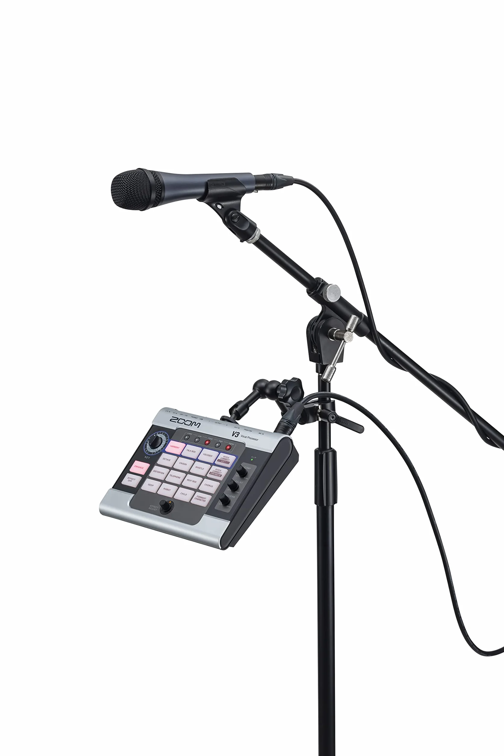 ZOOM V3 Vocal Processor – efekt do poprawy jakości śpiewu, głosu i mowy, do nagrywania i streamingu, podcastów, filmów i optymalizacji treści, czarny i srebrny