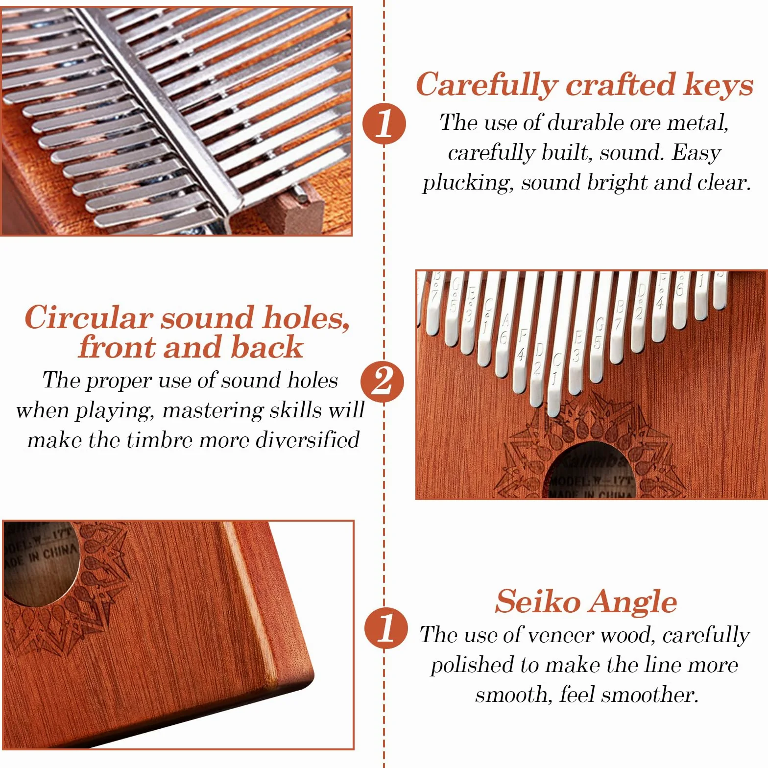 Kalimba pianino na kciuk, 17 kluczy: profesjonalny instrument kalimba z pakietem do nauki, instrumentem do nauki i instrumentem muzycznym, dla dzieci, dorosłych i miłośników muzyki