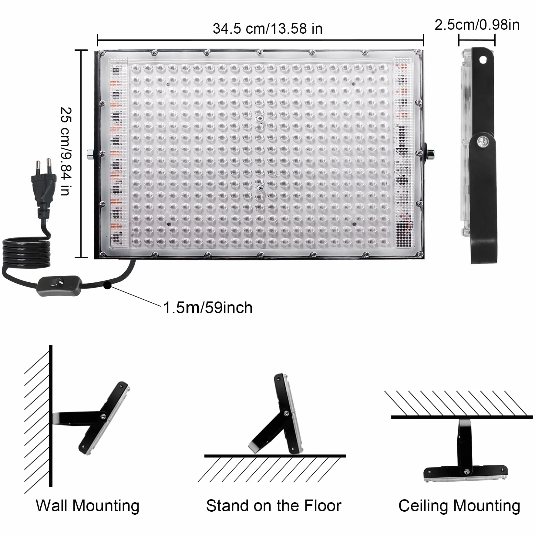 Projektor LED UV 300 W, czarne światło 395 nm, wodoodporna IP65, mocna lampa UV na imprezę fluorescencyjną, imprezę, fluorescencyjny, urodziny, Halloween (1 sztuka)