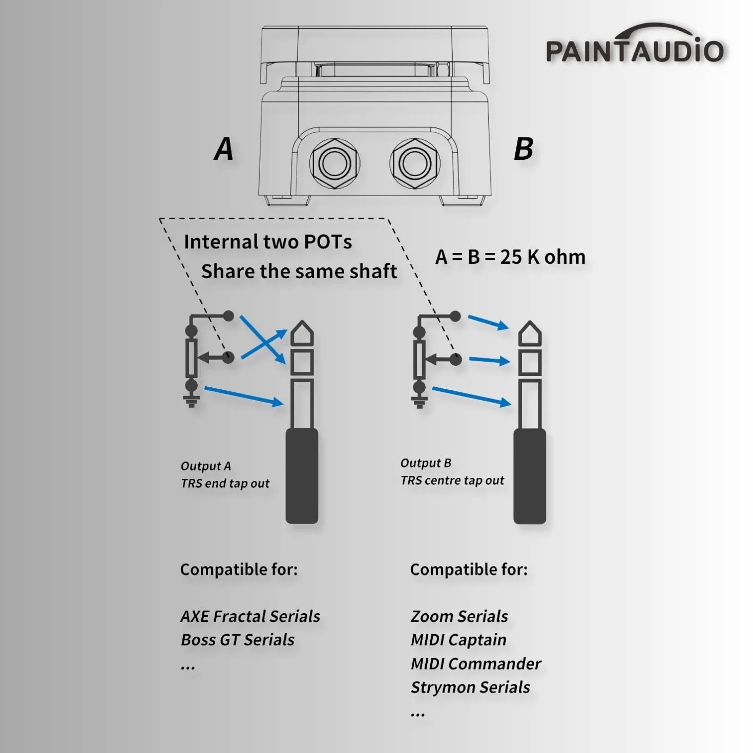 Paint Audio Foot Captain podwójne wyjścia pedał ekspresji wiele efektów kompatybilny z połączeniem końcówki/pierścienia