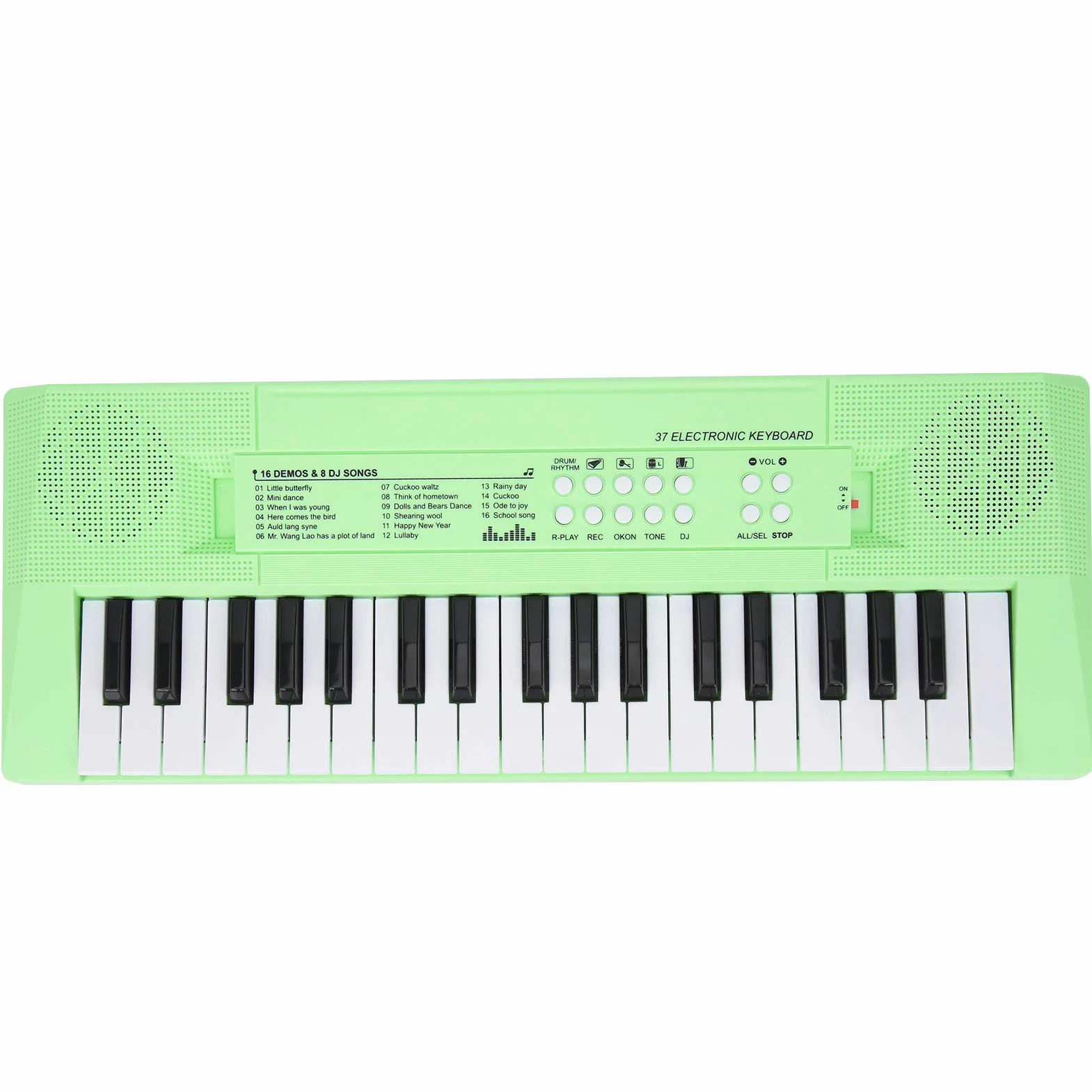 Elektroniczna klawiatura fortepianowa, klawiatura cyfrowa 37 klawiszy z mikrofonem, dla dzieci 4 kolory do wyboru (zielony)
