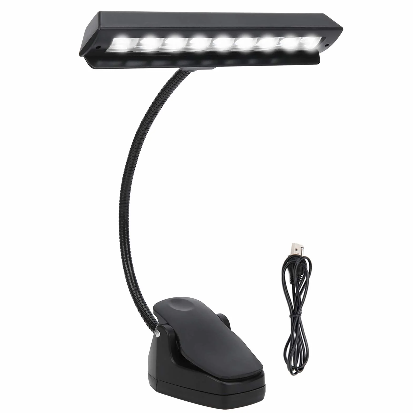 Profesjonalne Lampy Biurkowe LED nuta Regulowana Szyja na Stolik z Ładowaniem USB dla Pianin