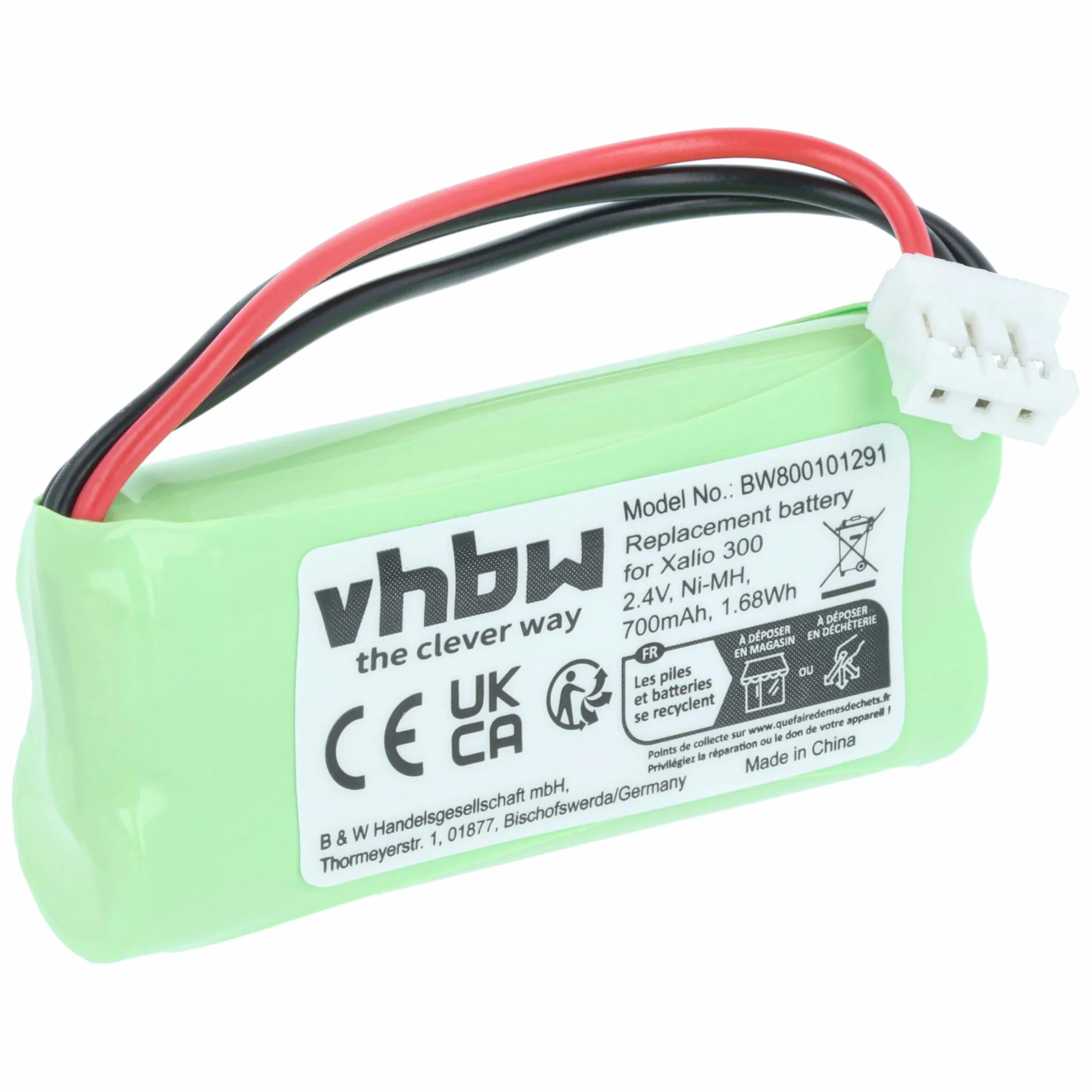 vhbw NiMH akumulator 600 mAh (2,4 V) do bezprzewodowego telefonu stacjonarnego Philips Xalio 300, 300 DECT jak 2HR-AAAU, H-AAA600X2, H-AAA500X2.