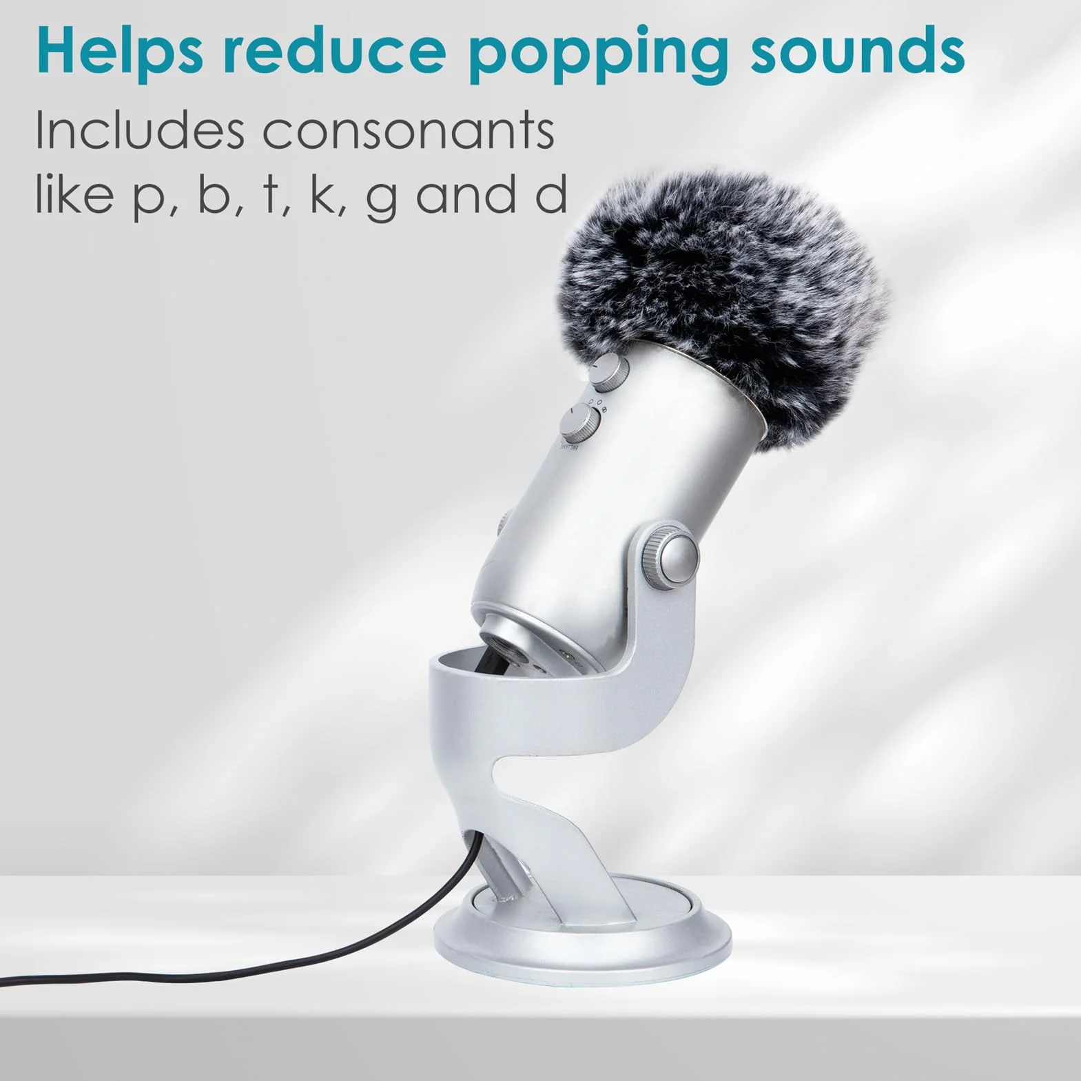 Piankowa osłona przednia mikrofonu z futrzaną osłoną - osłona przeciwwiatrowa mikrofonu Pop Filtr do mikrofonu Blue Yeti, Blue Yeti Pro USB (2 szt.)