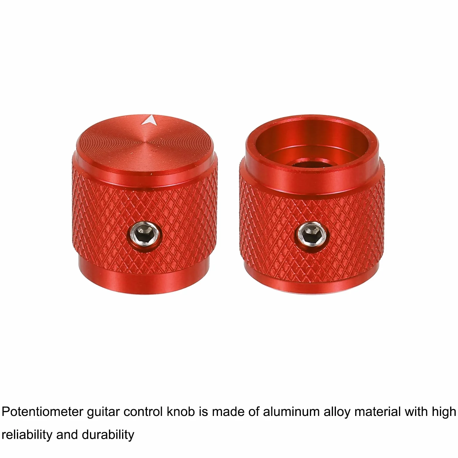 QUARKZMAN 2 sztuki aluminiowych pokrętła potencjometru, 1/4" (6 mm) uniwersalny regulator głośności przyciski ze wskaźnikiem strzałek do gitary, 5/8" czerwone