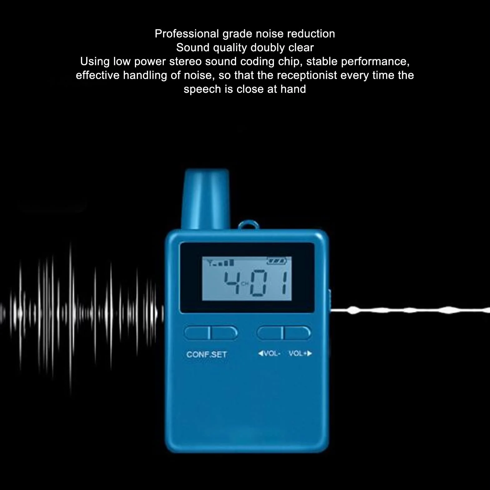 Bezprzewodowy System Przewodnika Turystycznego, 2403-2483MHz HiFi LCD Bezprzewodowy Sprzęt do Tłumaczenia z Wkładkami Dousznymi do Nauczania Szkolenia Konferencyjnego, Redukcja