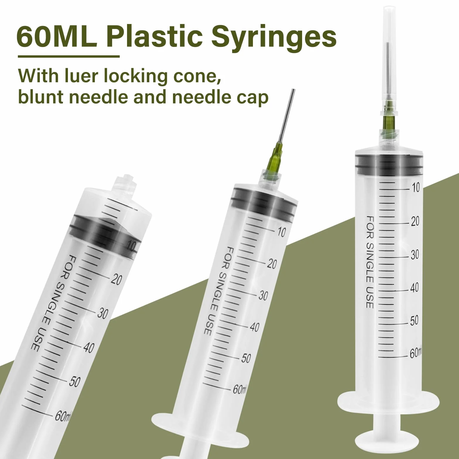 Strzykawka z tworzywa sztucznego, 60 ml, 6 sztuk strzykawek z igłą, strzykawka wielokrotnego użytku, strzykawka z 6 nakładkami na igły, strzykawki do laboratoriów naukowych i przemysłu