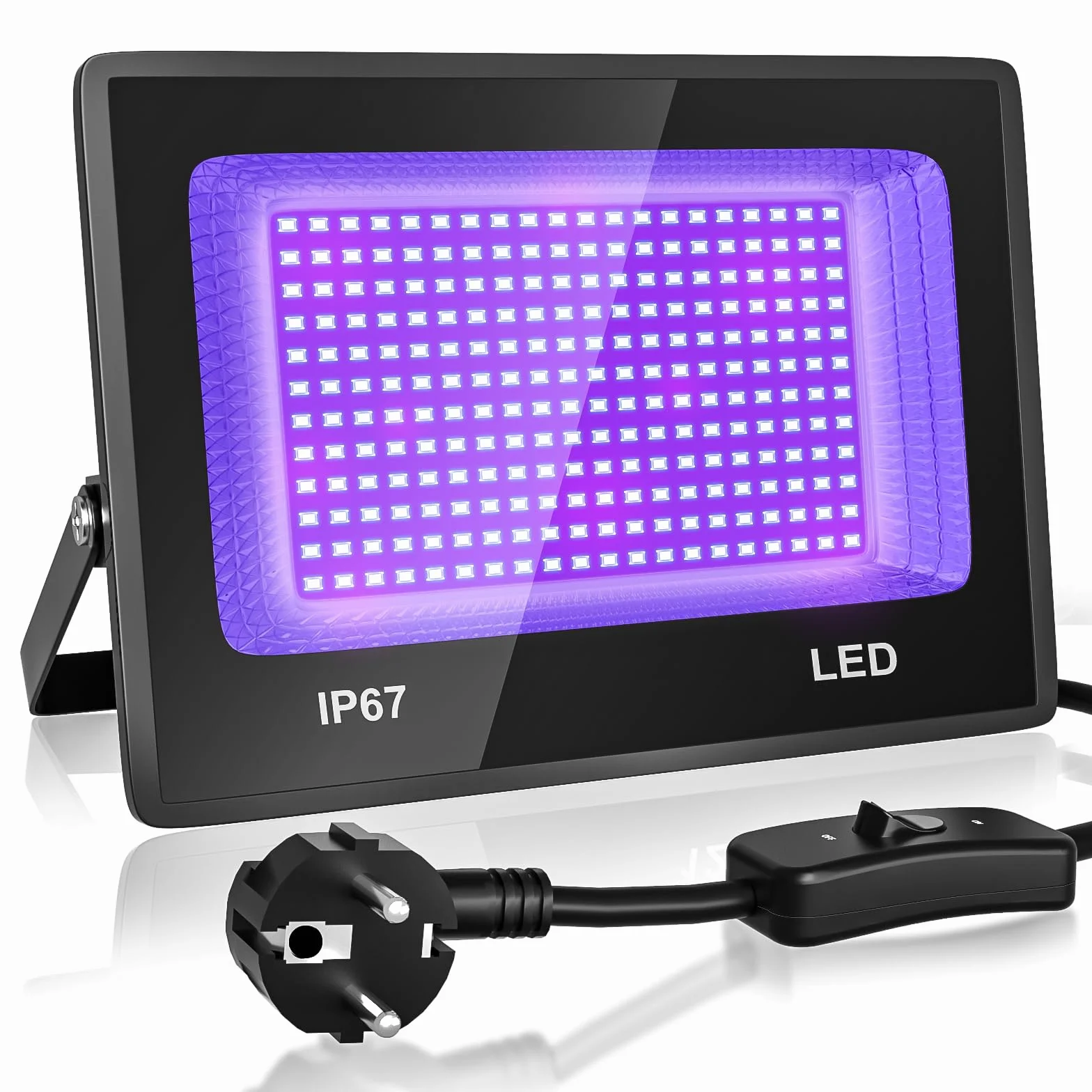 Reflektor UV CREATESTAR 100 W z 240 diodami LED i lampą grafenową UV o długości fali 315–400 nm, wodoodporny IP67, do efektów specjalnych, ochrony i imprez (1 szt.)