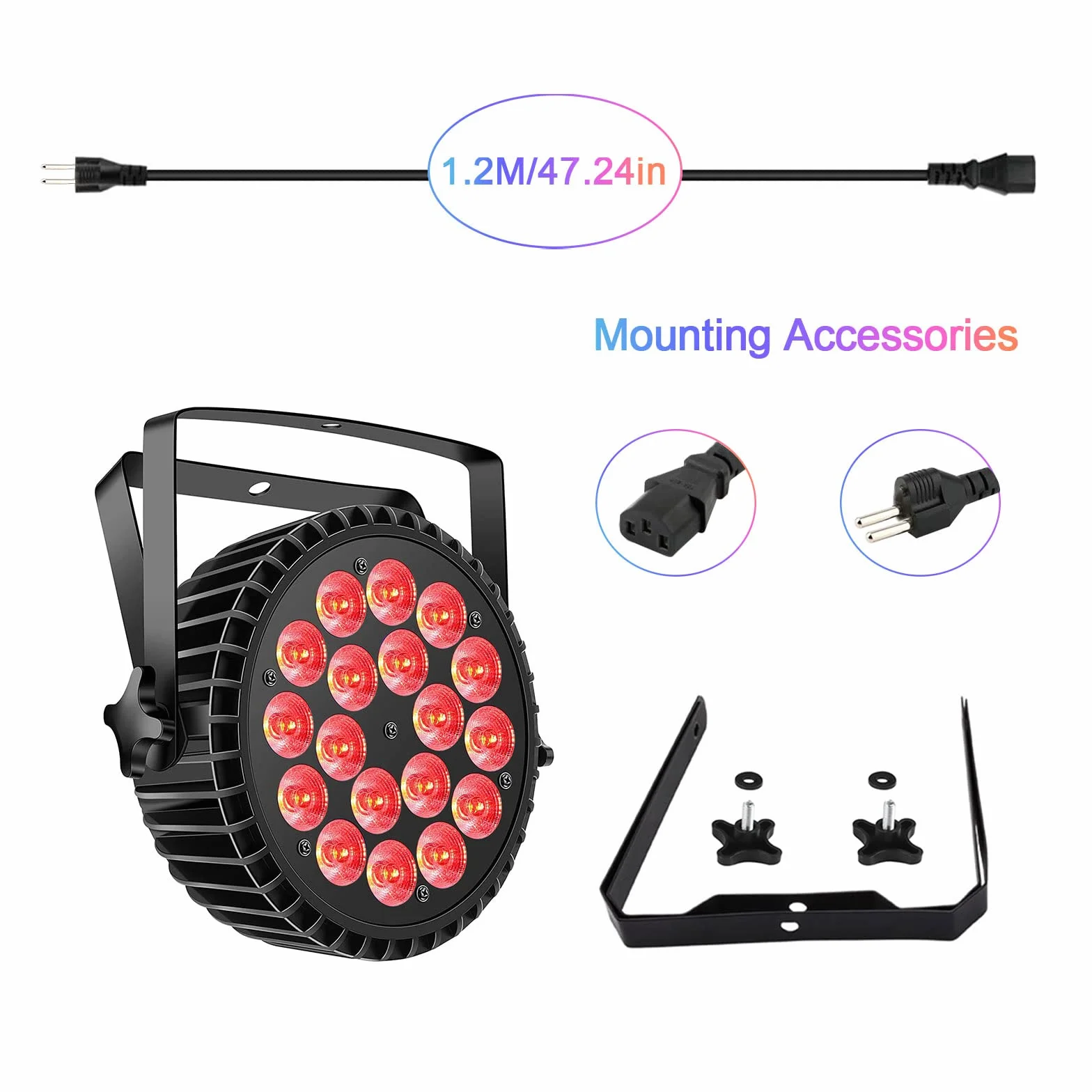 LED Par UV reflektor punktowy 200W 18 LED światło sceniczne 8CH RGB DMX dźwięk stroboskopowy