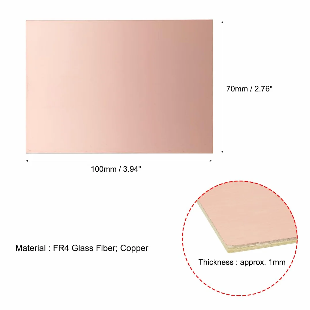 QUARKZMAN 5 sztuk 100 x 70 mm dwustronna miedź powlekana laminowana płytka drukowana płytka drukowana FR4 grubość 1 mm DIY prototypowanie płytka PCB