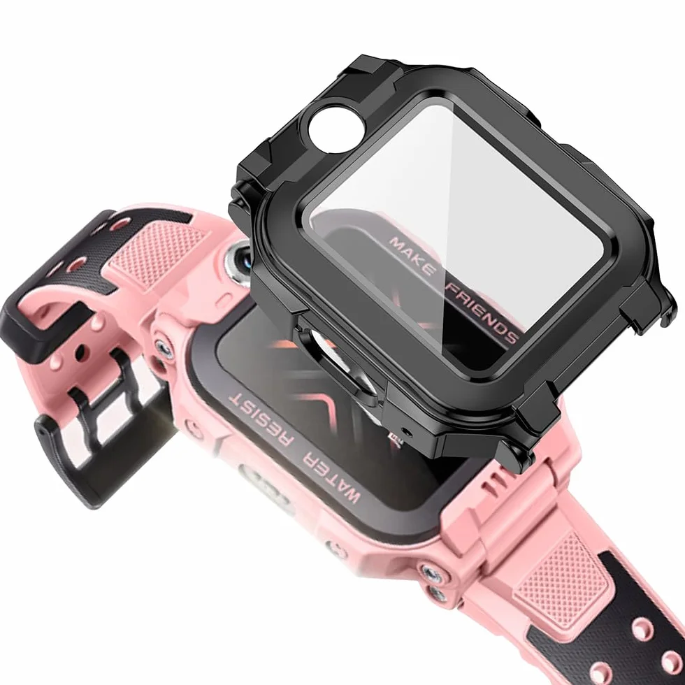 [2 sztuki] 2 czarne z folią ochronną na ekran ze szkła hartowanego do imoo Watch Phone Z7, twardość 9H PC, zderzak, cienka obudowa pełna ochrona