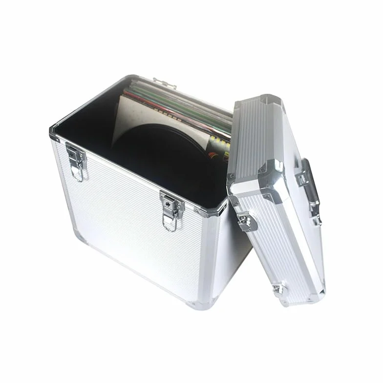 7even Walizka na płyty gramofonowe, aluminiowa walizka LP, 12 cali, wytrzymała, zamykana