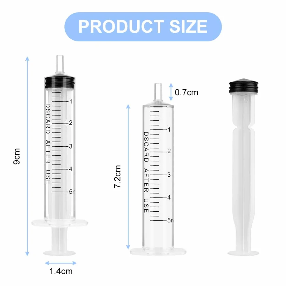 OFFCUP Plastikowe strzykawki, 10 sztuk jednorazowych strzykavek 5 ml, strzykawka do karmienia, plastikowa tubka, do karmienia małych zwierząt domowych, oleju silnikowego lub płynu hamulcowego [nie do