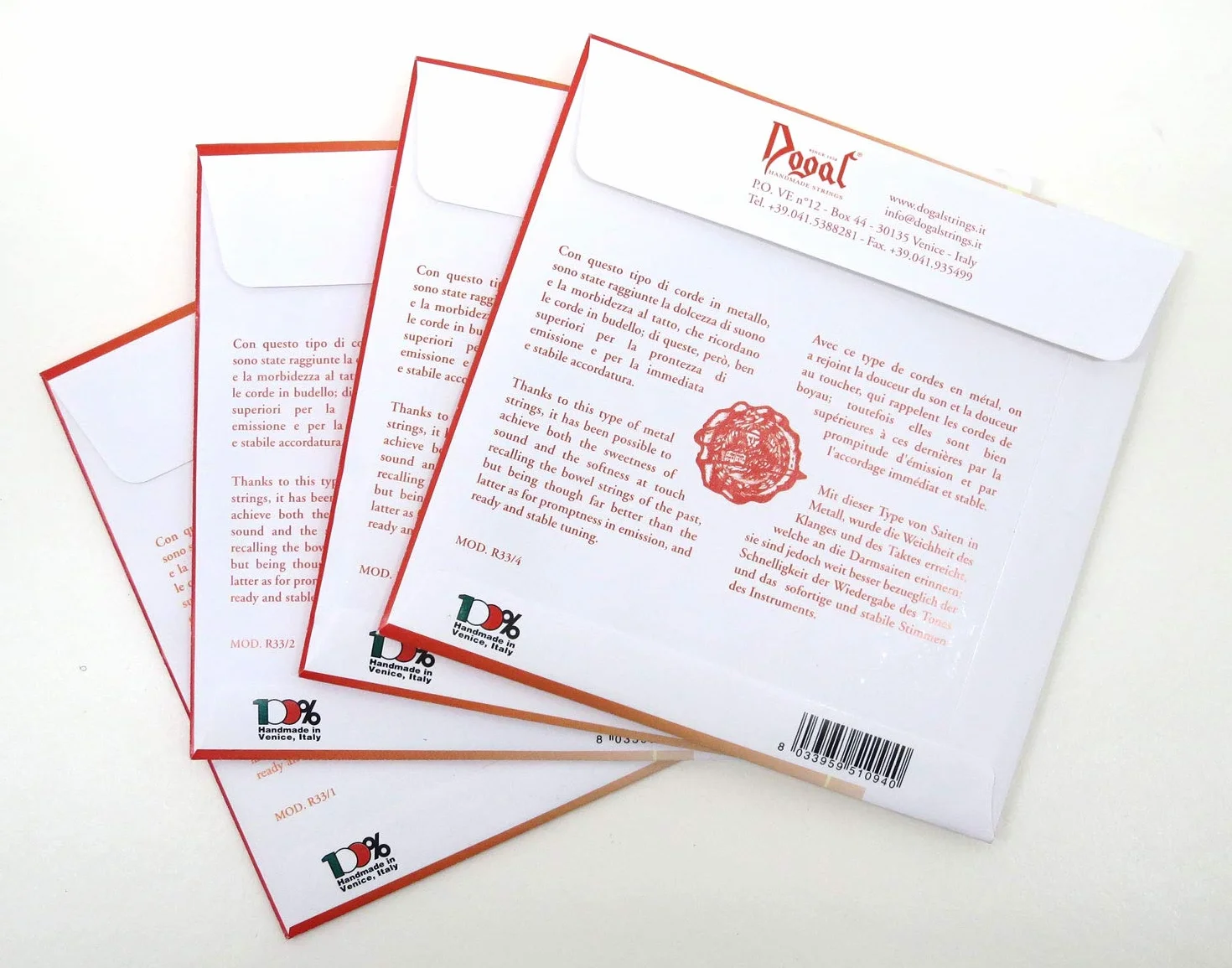 Dogal R33 CELLO SET MARCHIO ROSSO 4/4-3/4 IN CHROME struny do wiolonczeli Chrome Flat Wound