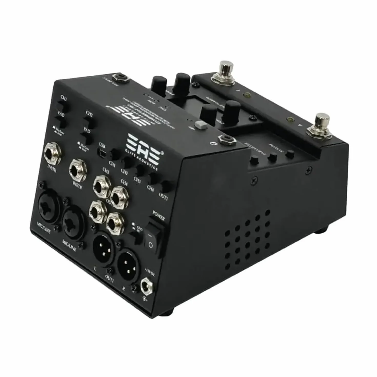 Elite Acoustics StompMix X4-2 PRO mikser cyfrowy z pedałem keepdrum kabel XLR