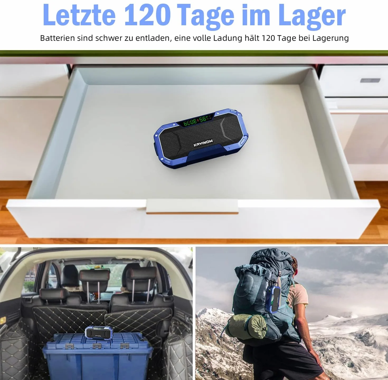 KAYINOW Dynamo Solar Survival Radio - Głośnik Bluetooth, wodoodporne przenośne radio AM FM, 5000 mAh, akumulator, korba akumulatorowa, wielofunkcyjne radio awaryjne, kemping, SOS, latarka