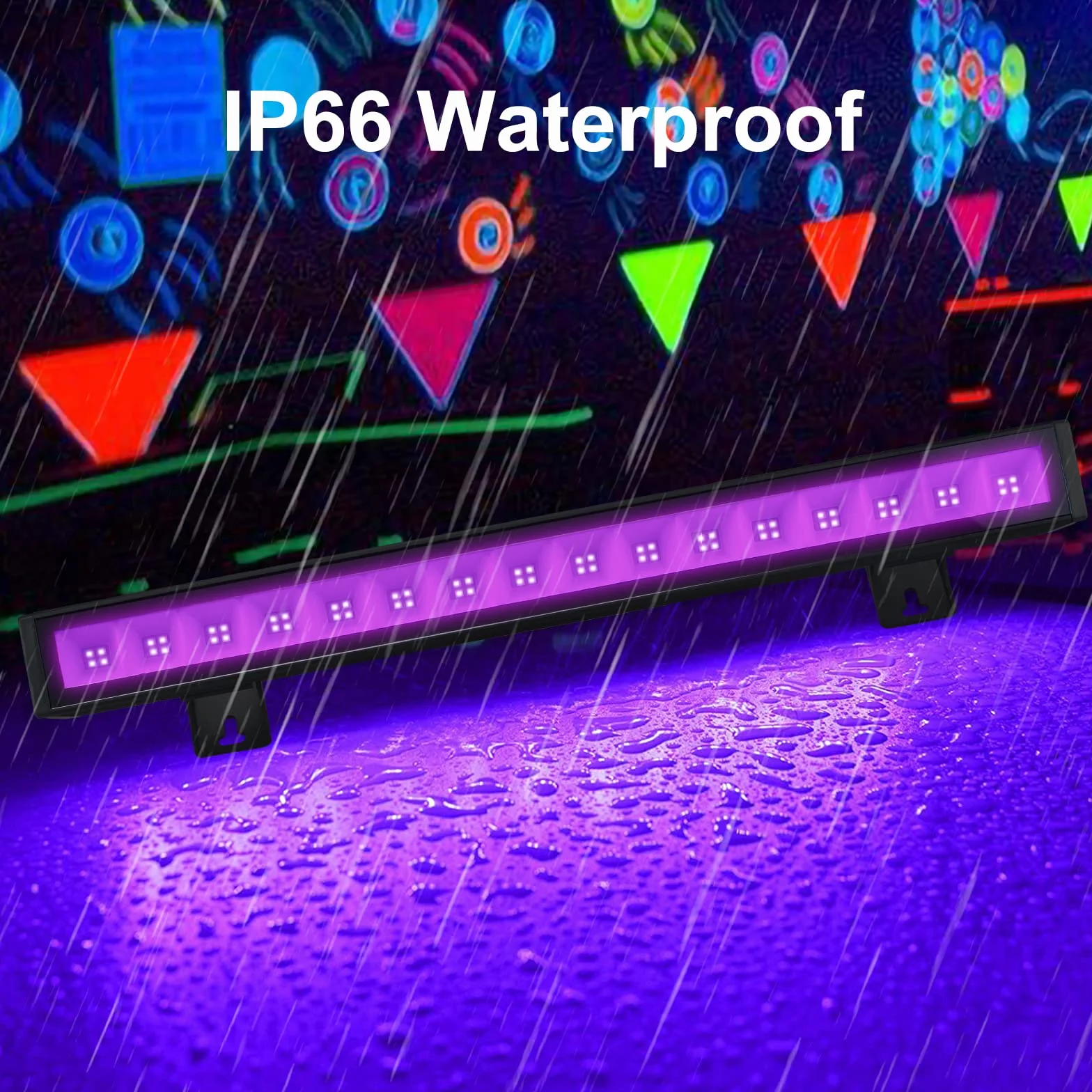 Lumiere Black UV, 2 sztuki 30W LED UV Tube, IP66 wodoodporna 64 diody LED fioletowa lampa barowa, 395-400nm zewnętrzna UV czarne światło na imprezę fluorescencyjną, imprezę neonową, farba