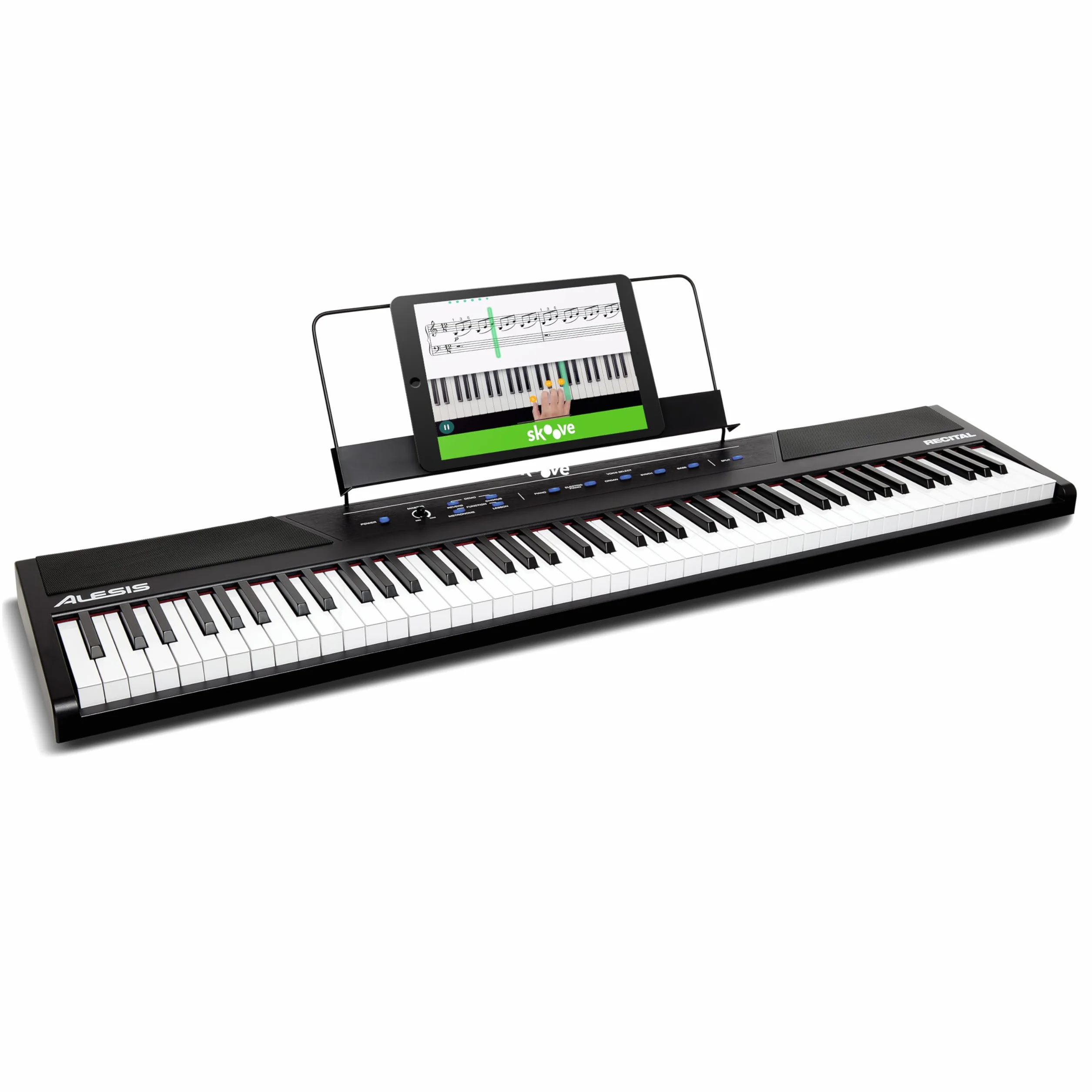 Alesis Recital - 88-Klawiszowe Pianino Elektryczne/Keyboard z Półważoną Klawiaturą, Zasilaczem, Wbudowanymi Głośnikami i 5 Brzmieniami Premium