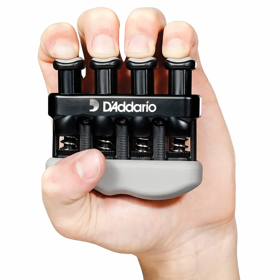D'Addario Varigrip wzmacniacz palców z Fiddilink przyrząd do ćwiczenia palców i gitarzysta z symulowanymi strunami