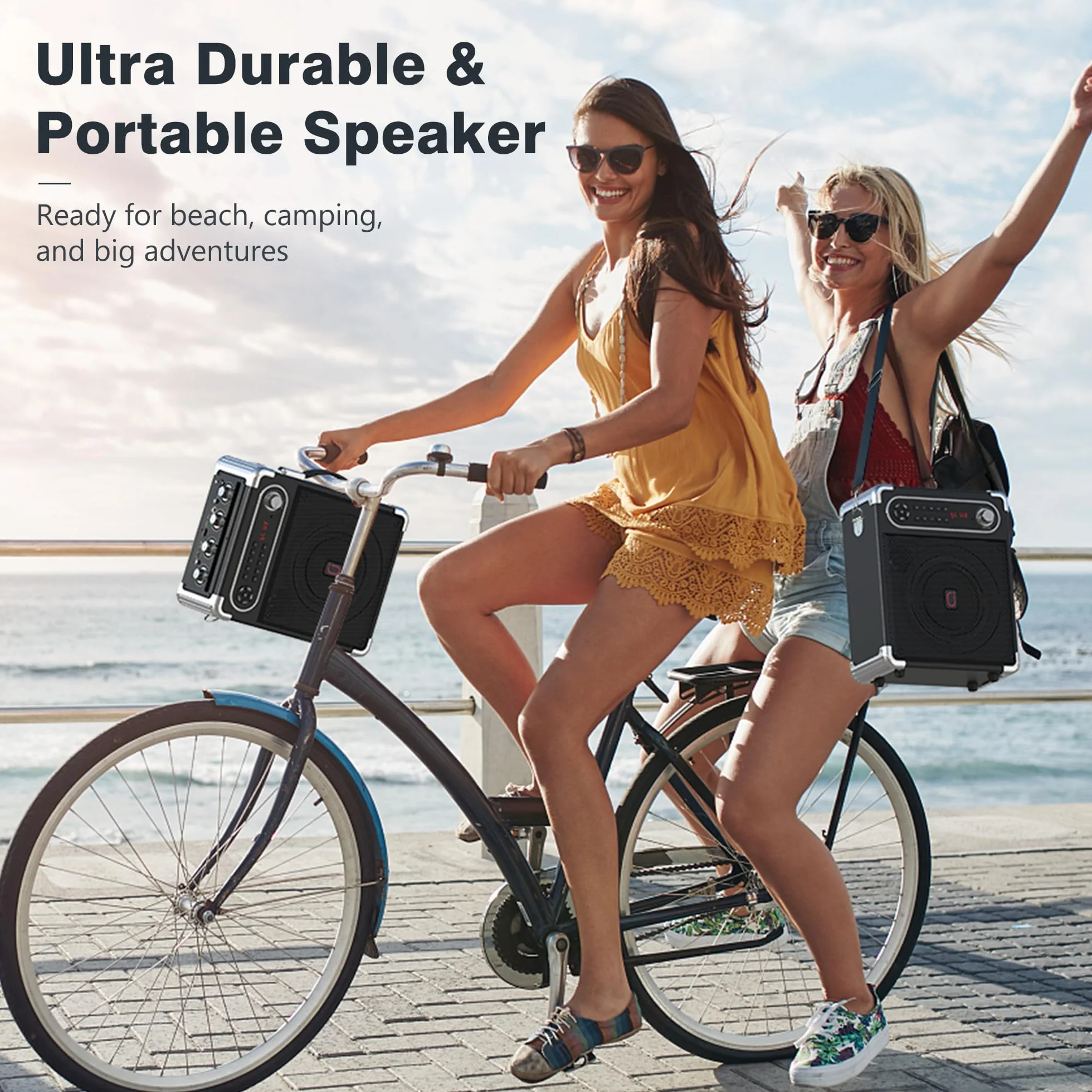 JYX Zestaw do karaoke z 2 bezprzewodowymi mikrofonami, przenośny system PA głośnik karaoke wysokie tony/bas i światło LED, obsługuje TWS, radio USB/TF/FM, Rec, zasilanie na imprezę, na zewnątrz,
