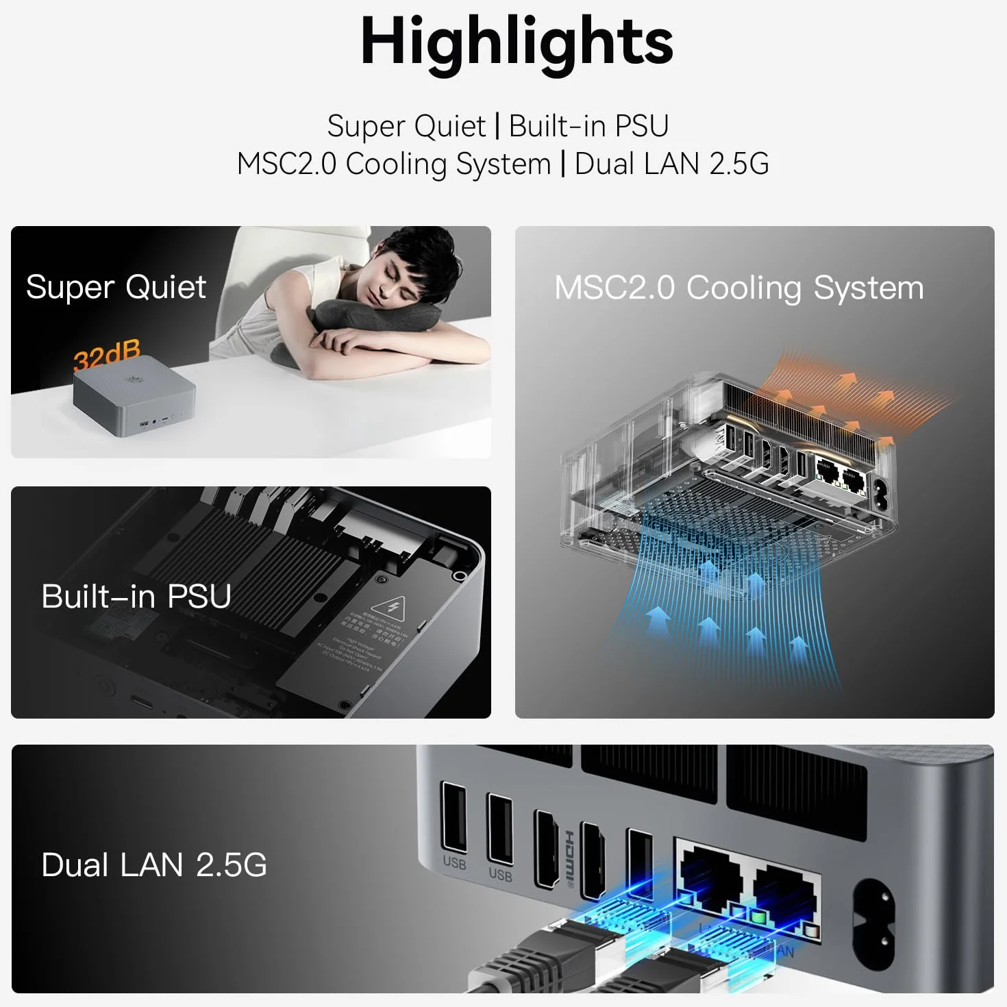 Beelink AMD Mini PC, Ryzen 5 6600U(6C/12T do 4,5Ghz), EQR6 Mini Computer 24GB DDR5 500GB M.2 PCIe4.0 SSD, 4K Dual Display, Dual HDMI, Dual 2.5G LAN, WiFi6, BT5.2