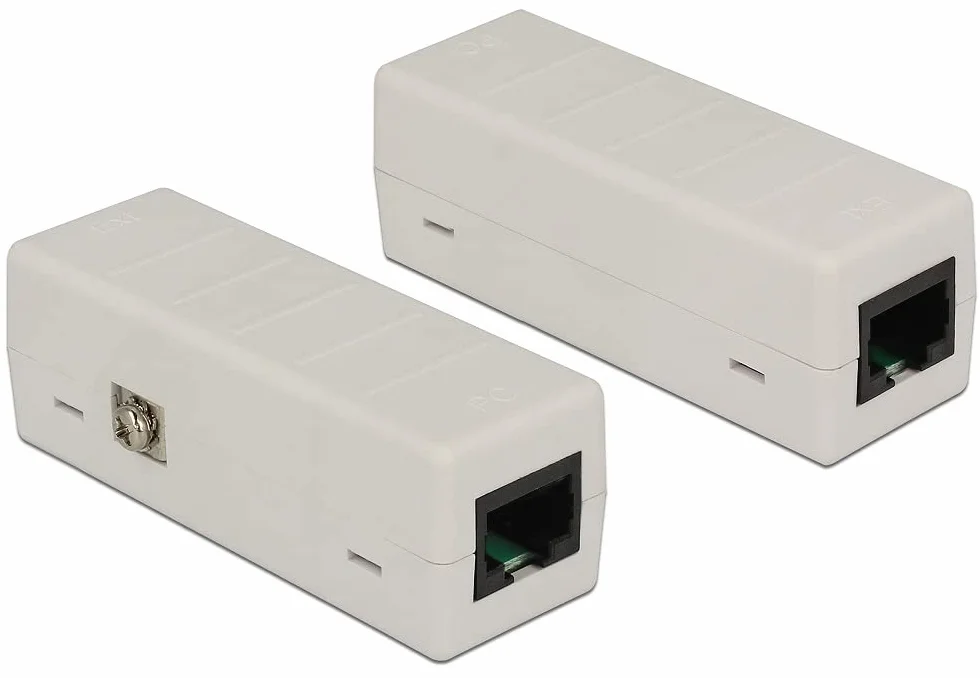 DeLock Izolator sieciowy ochrona przeciwprzepięciowa ochrona odgromowa 6 kV RJ45, 62619, szary