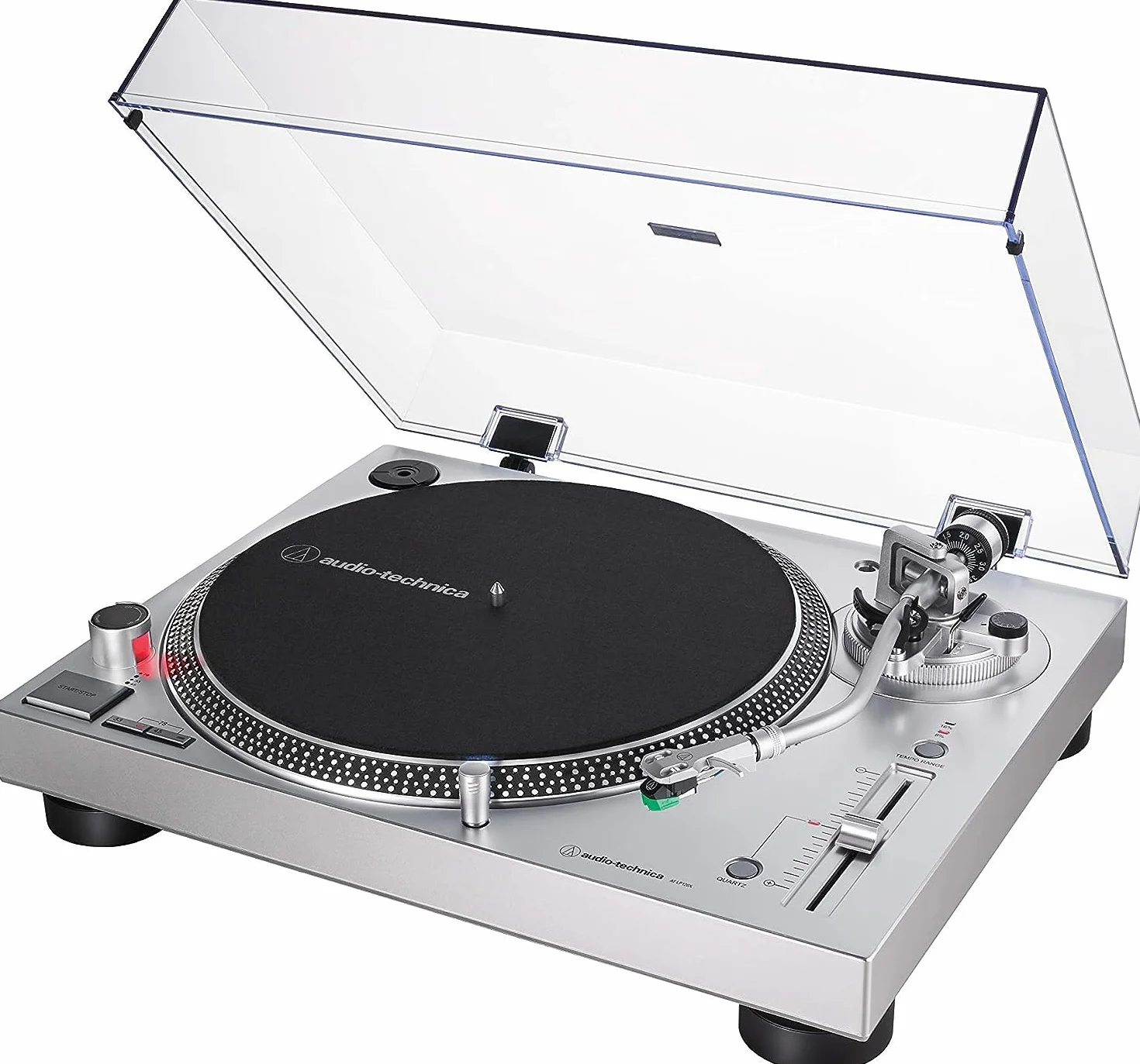 Audio-Technica AT-LP120XUSBSV Gramofon Ręczny Obrotowy z Napędem Bezpośrednim, Srebrny/Czarny