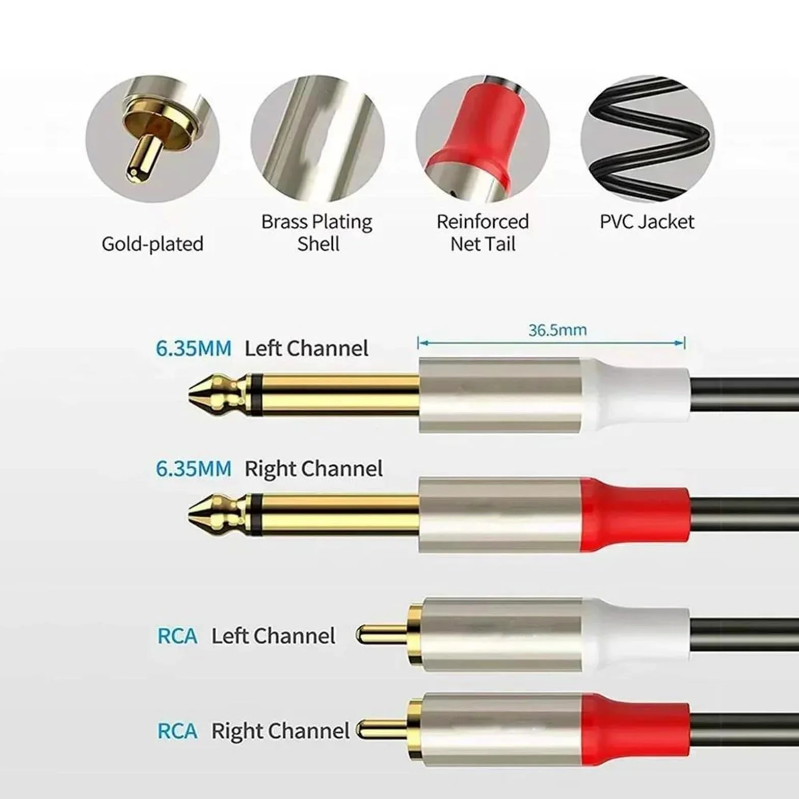 Początkujący Kabel Do Gitary Kabel Stereo 6,35 Mm 1/4 Męski Na Podwójny Do Wzmacniacza Głośnikowego Odbiornika Gitarowego Łatwy W Użyciu
