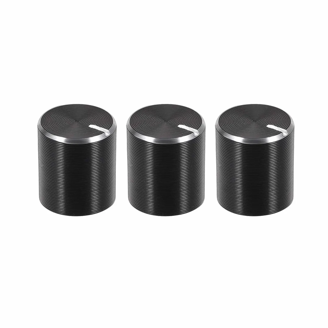 sourcing map 3 szt. potencjometr guzik radełkowany wał aluminium regulacja objętości pokrętło 6 mm fala 10 mm x 10 mm czarny