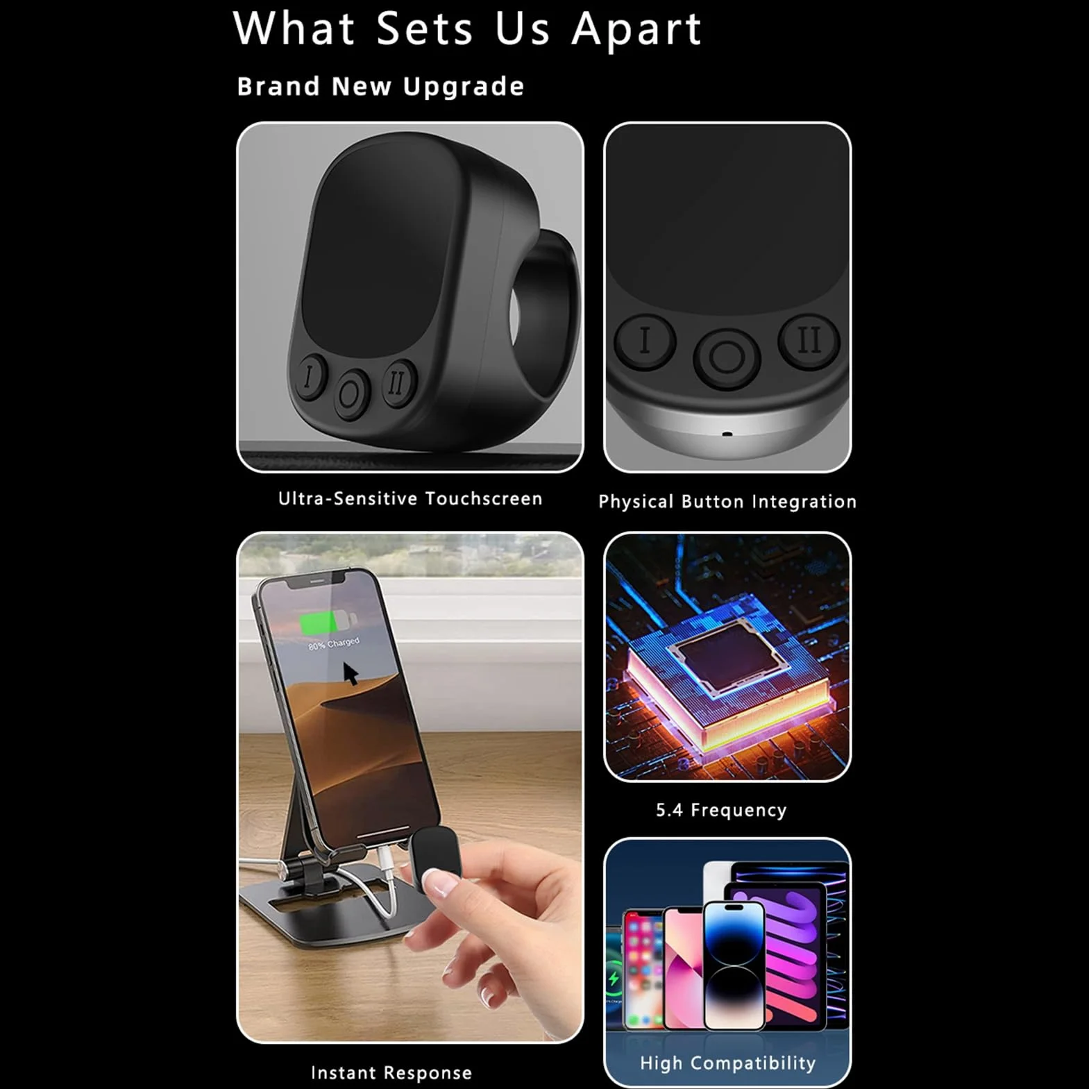 ASHATA Pierścień Przewijania, Mysz Air Finger Ring z Touchpadem, moduł Przełączania Stron Bluetooth dla Aplikacji na Telefon Komórkowy i Tablety, do zdjęć z Aparatu, Nagrywania Wideo