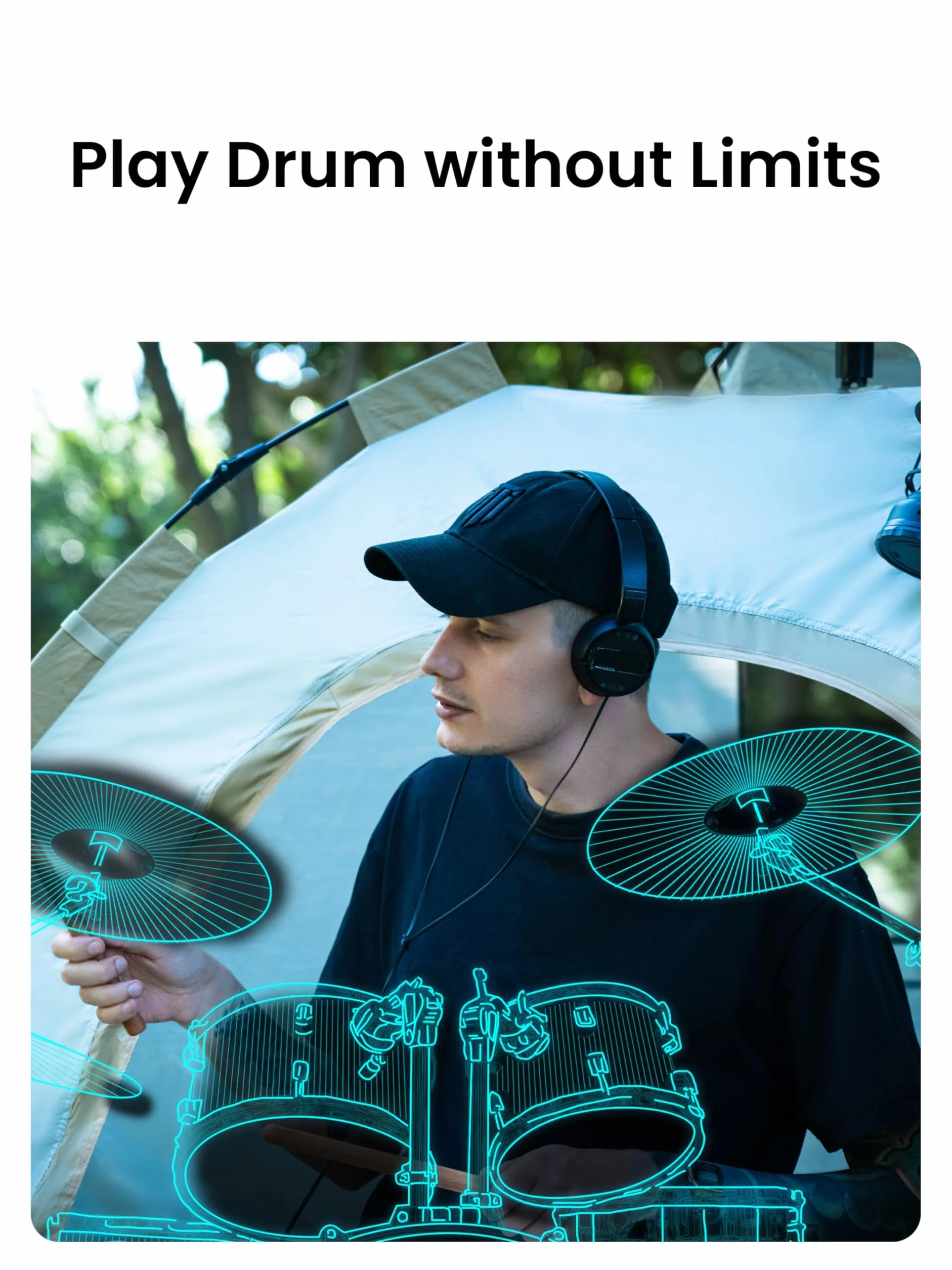 AeroBand Elektroniczny zestaw perkusyjny PocketDrum2 MAX (wersja 2024), pałeczki perkusyjne i pedały oraz adapter Bluetooth, graj na perkusji w dowolnym miejscu i czasie, 8 tonów i USB Midi prezent