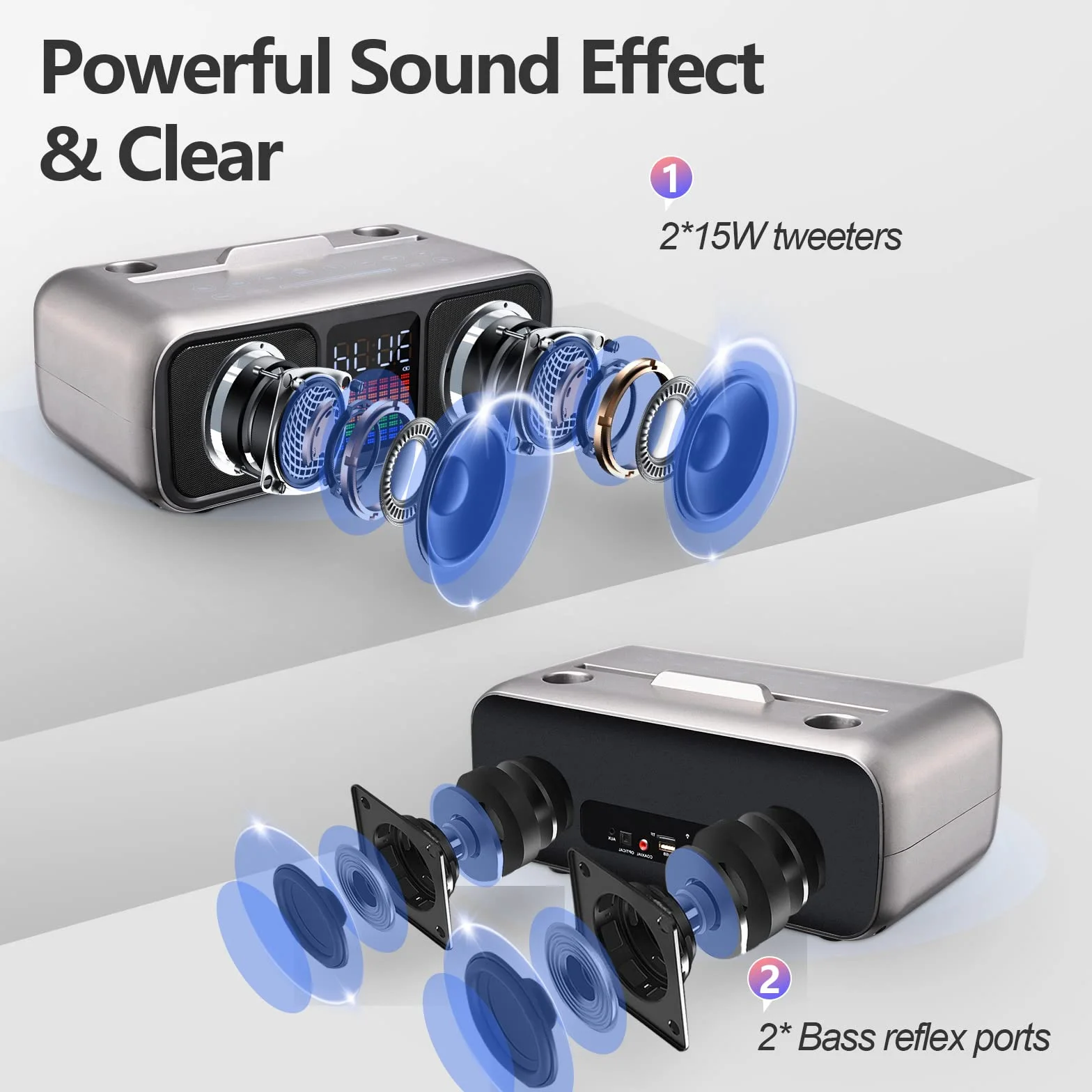Zestaw do karaoke Party Speaker z 2 bezprzewodowymi mikrofonami, głośnik do karaoke Bluetooth z ekranem dotykowym, diodami LED i podstawkami na telefon, głośnik do karaoke dla dzieci z /USB
