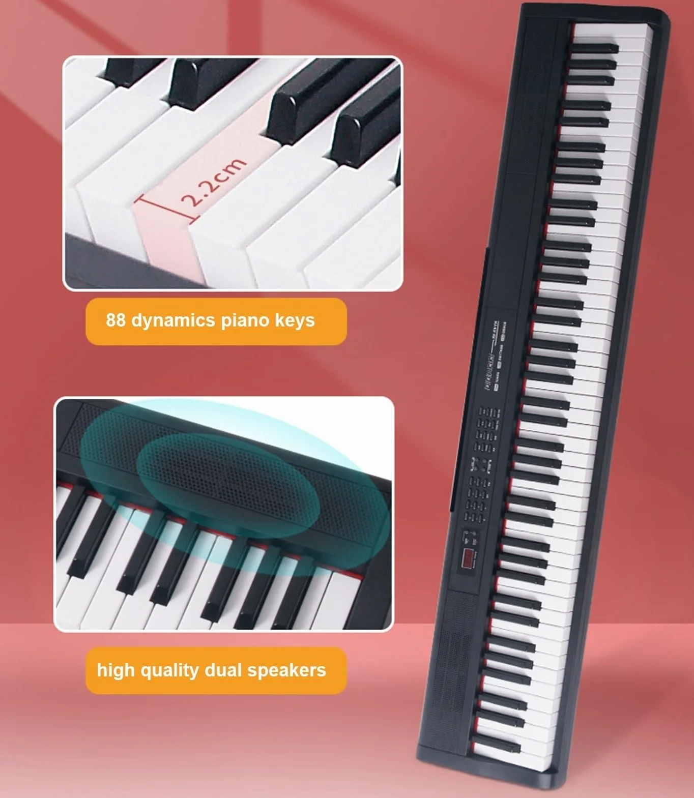 88 Klawiatura elektroniczna Klawiatura cyfrowa pełnowymiarowa z klawiszami dynamicznymi Przenośna klawiatura Obsługa Bluetooth MIDI Dla początkujących Dorośli Dzieci Zawiera stojak, pedał Sustain